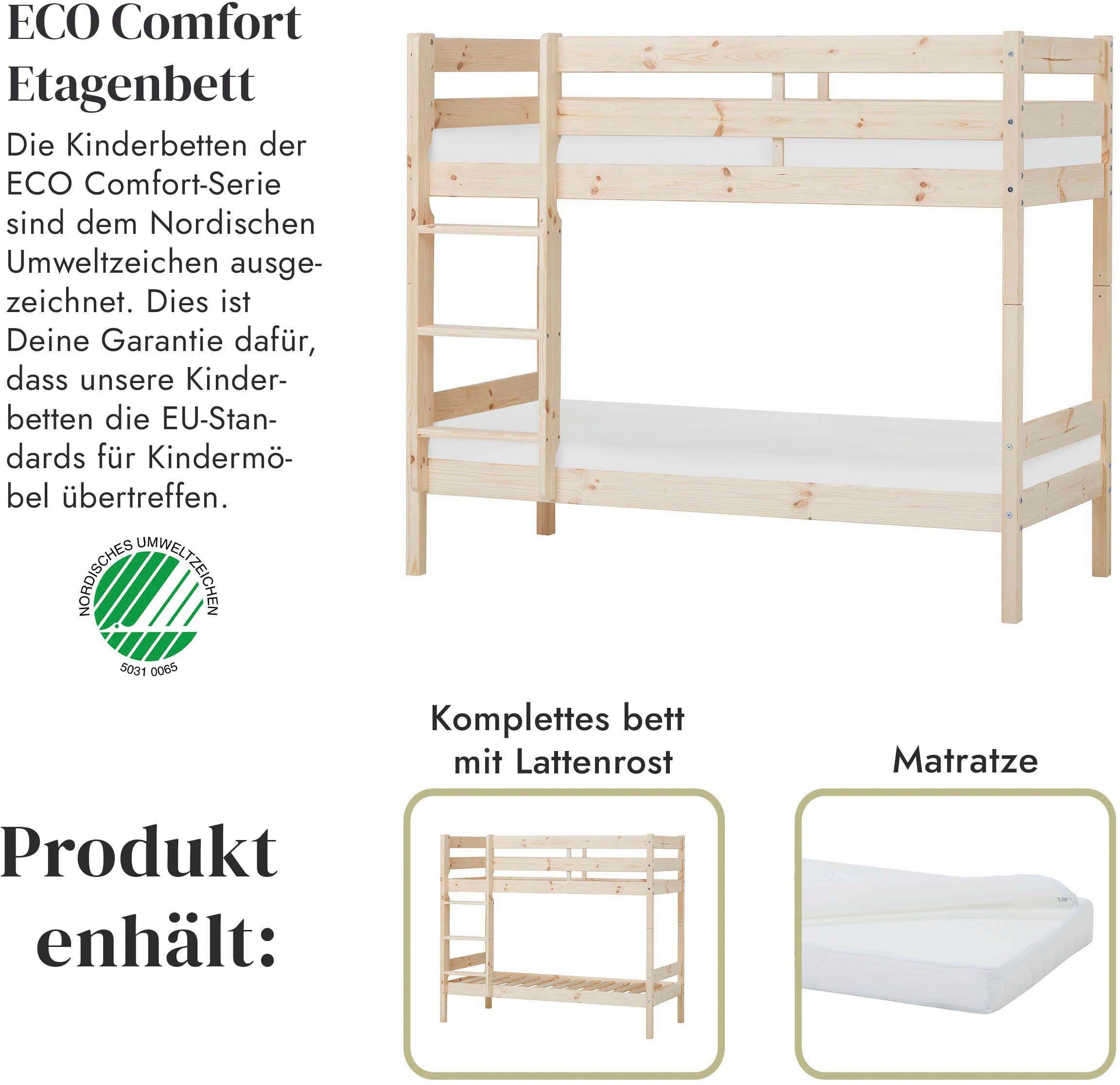 Hoppekids Stapelbed Eco comfort kinderbed 90x200 of 70x160 van massief hout in 4 kleuren
