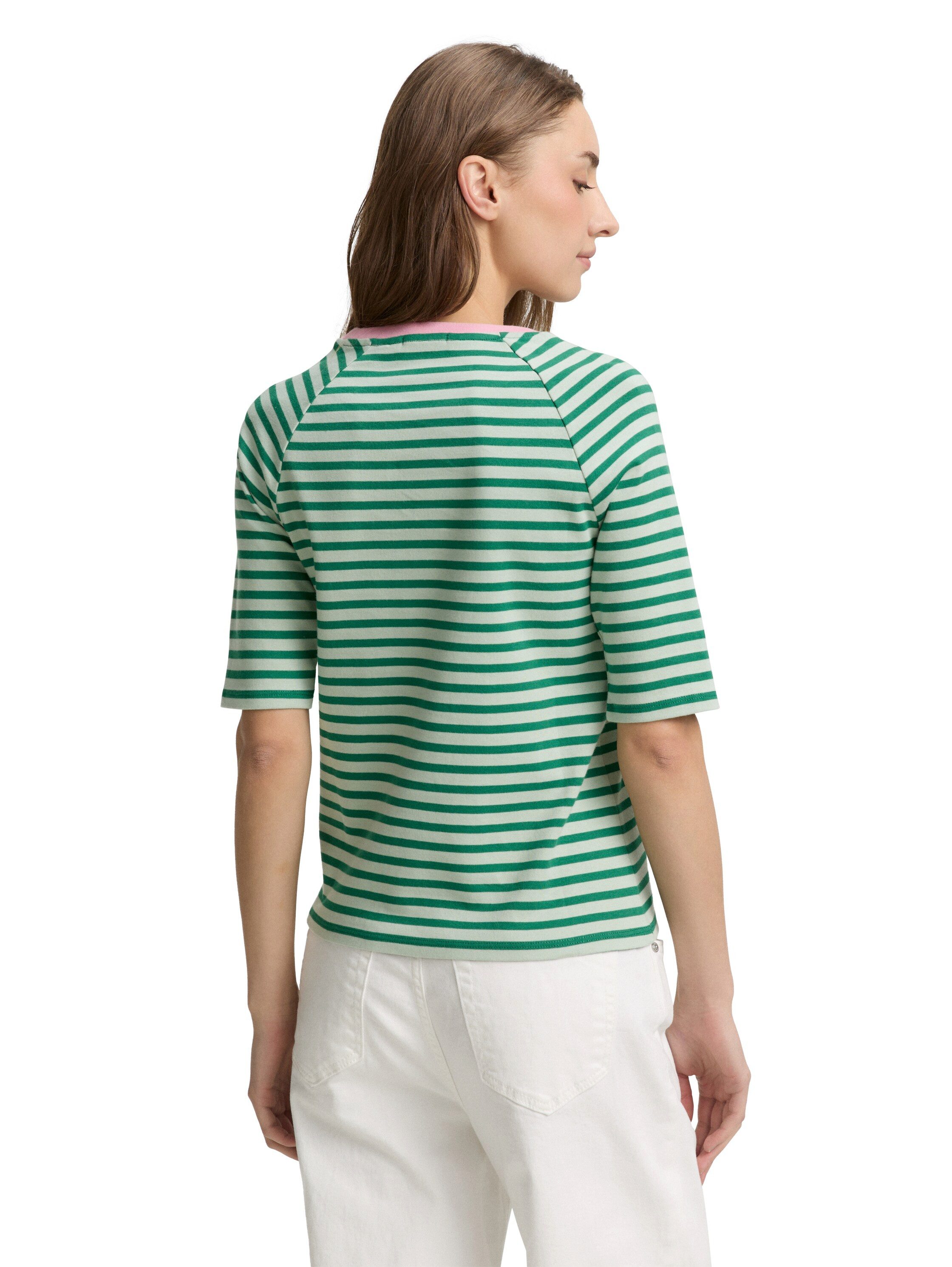 Tom Tailor Denim Shirt met ronde hals met streepmotief