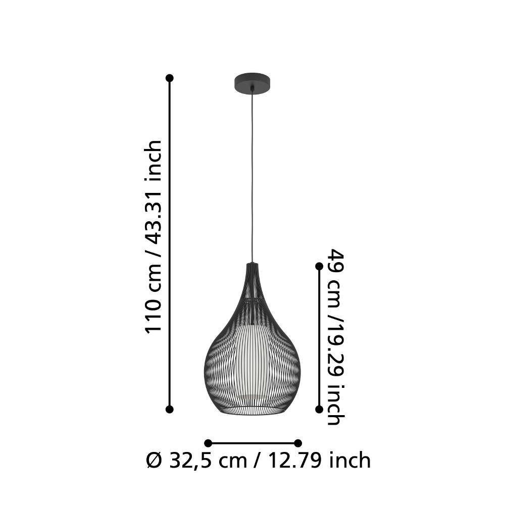 EGLO Hanglamp RAZONI 1 Hanglamp, hanglamp van metaal en glas in wit, E27 fitting (1 stuk)