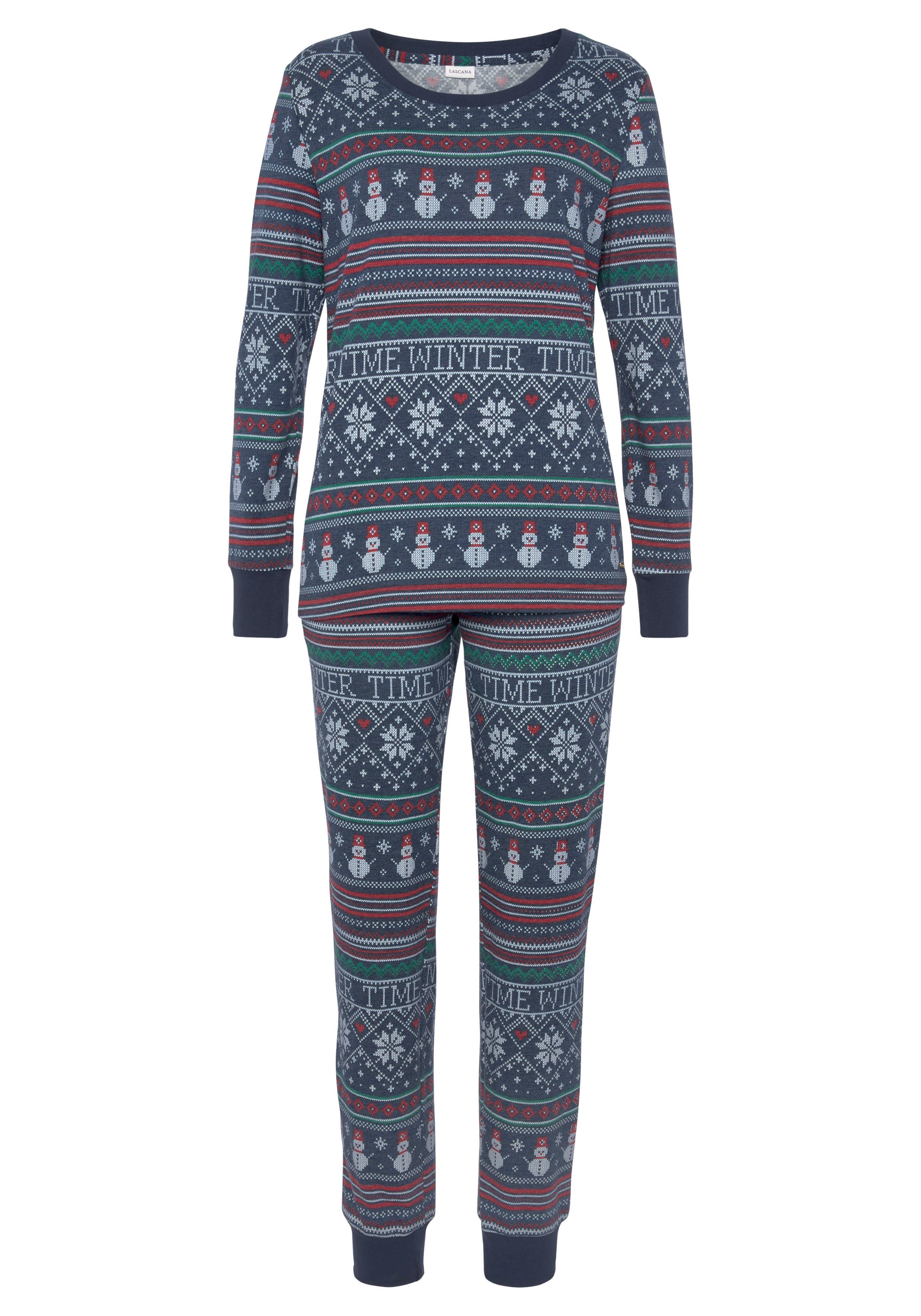 Lascana Pyjama met winterse print (2-delig)