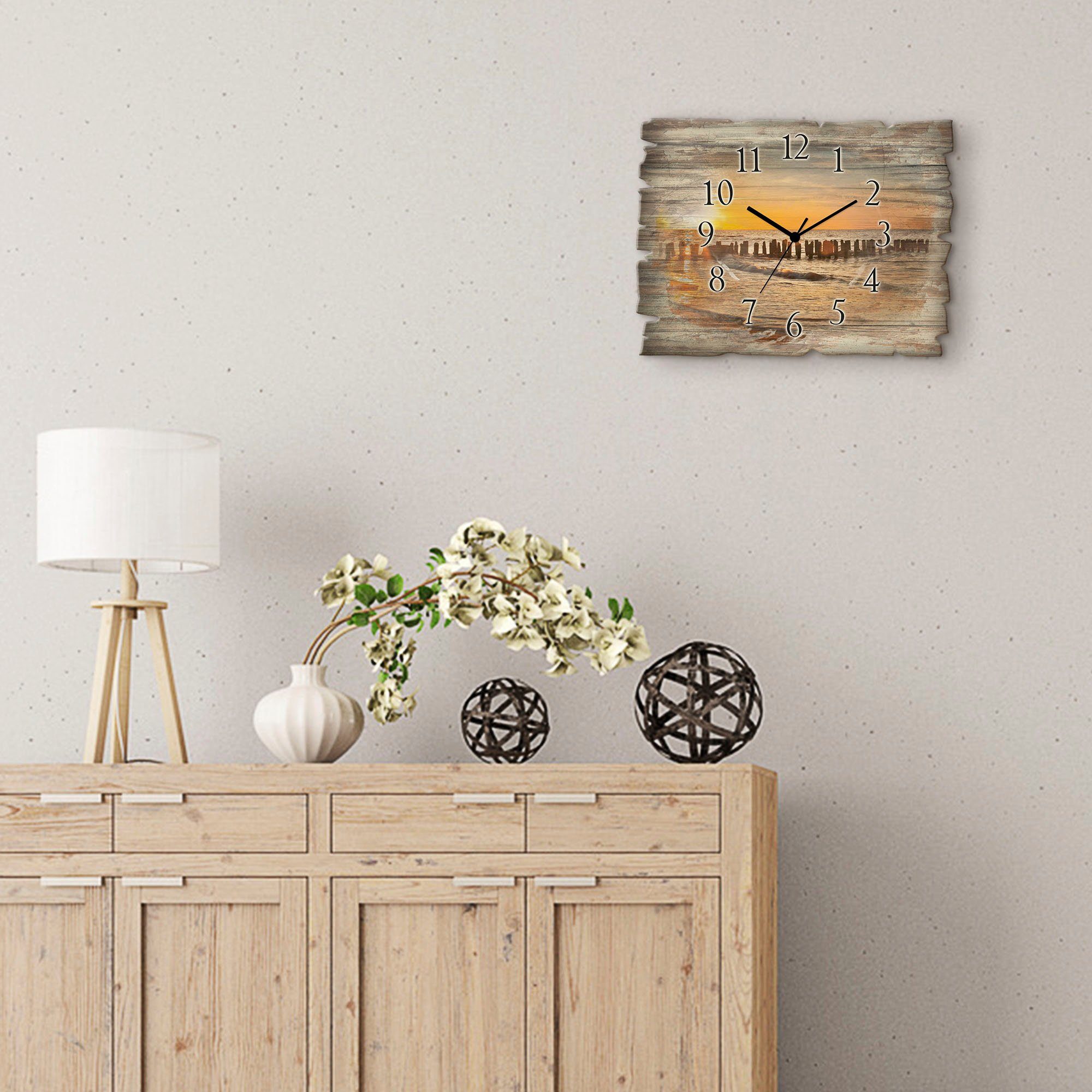 Artland Wandklok Mooie zonsondergang aan het strand optioneel verkrijgbaar met kwarts- of radiografisch uurwerk, geruisloos zonder tikkend geluid