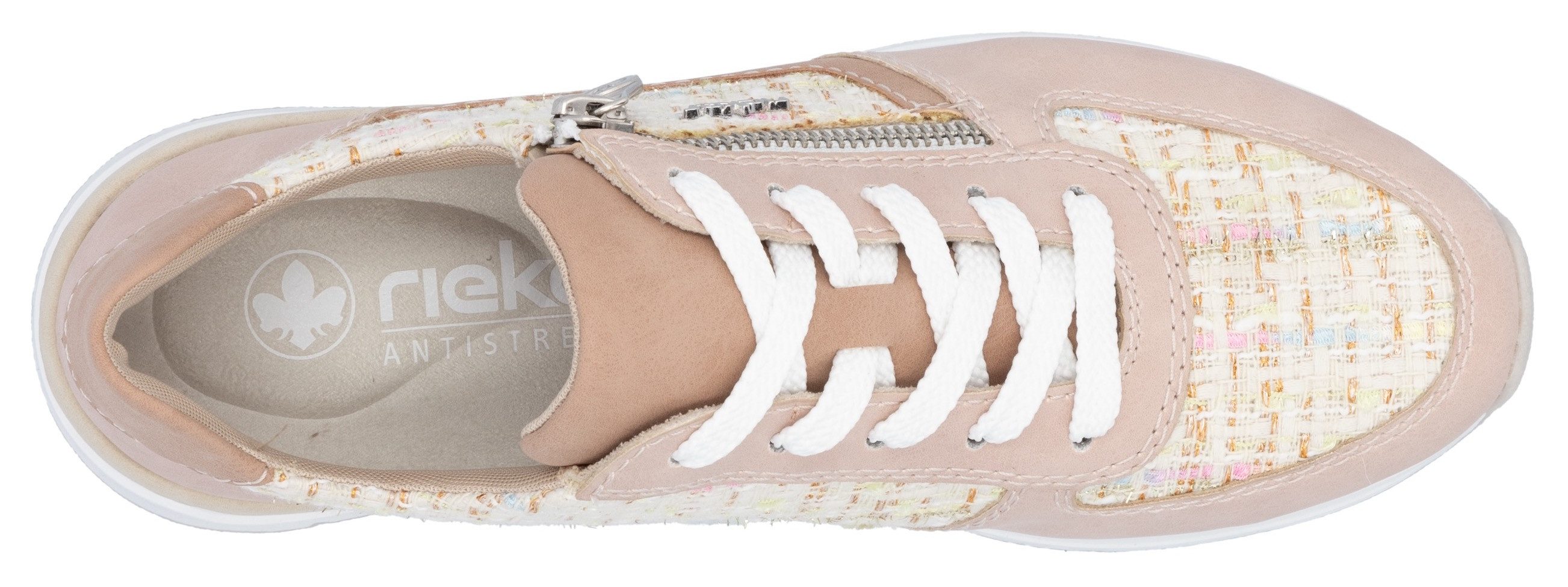 Rieker Sneakers met sleehak lage schoen, vrijetijdsschoen, casual veterschoen in materialenmix