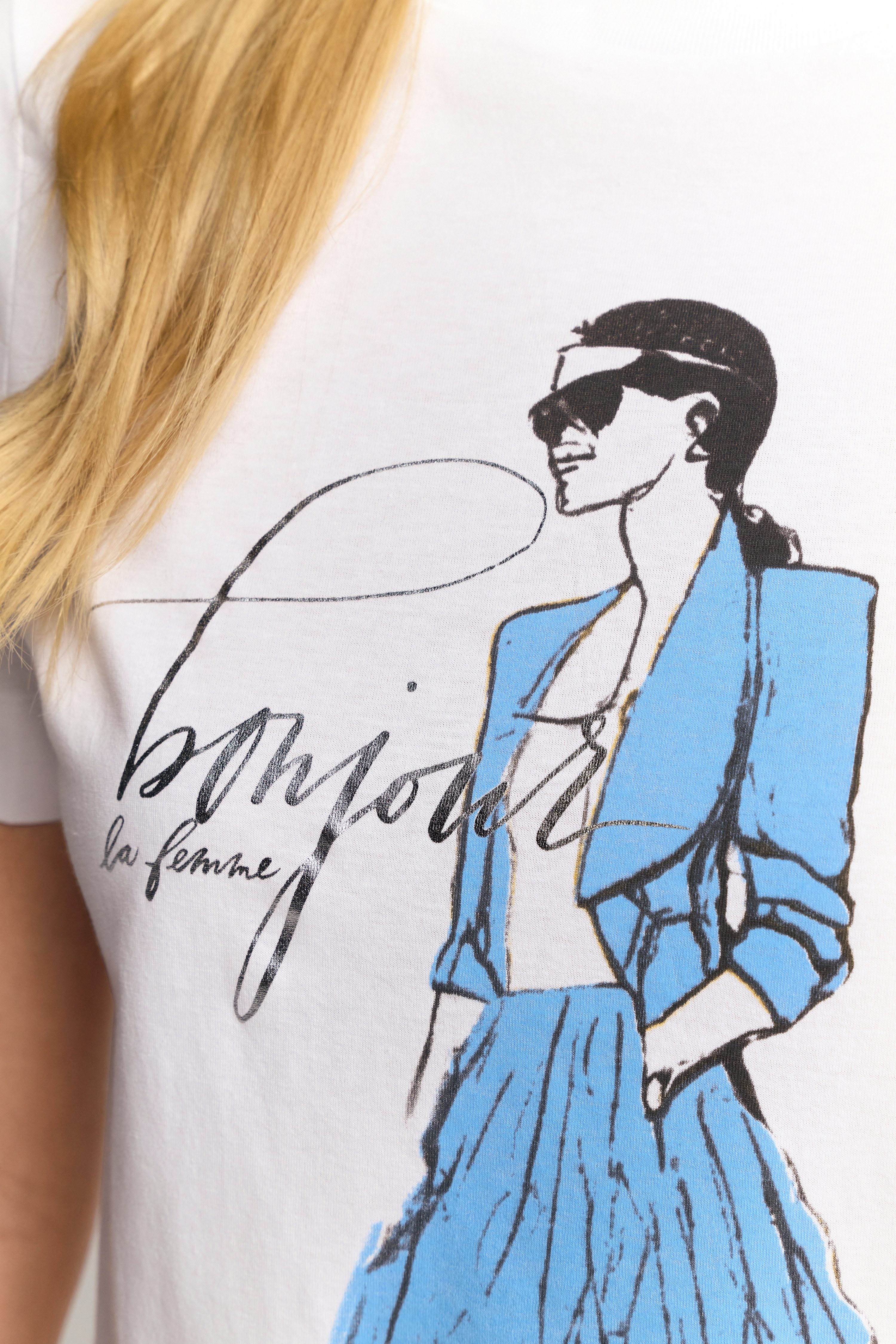 Rich & Royal T-shirt Easy fit T-shirt "Bonjour" met vrouwenprint