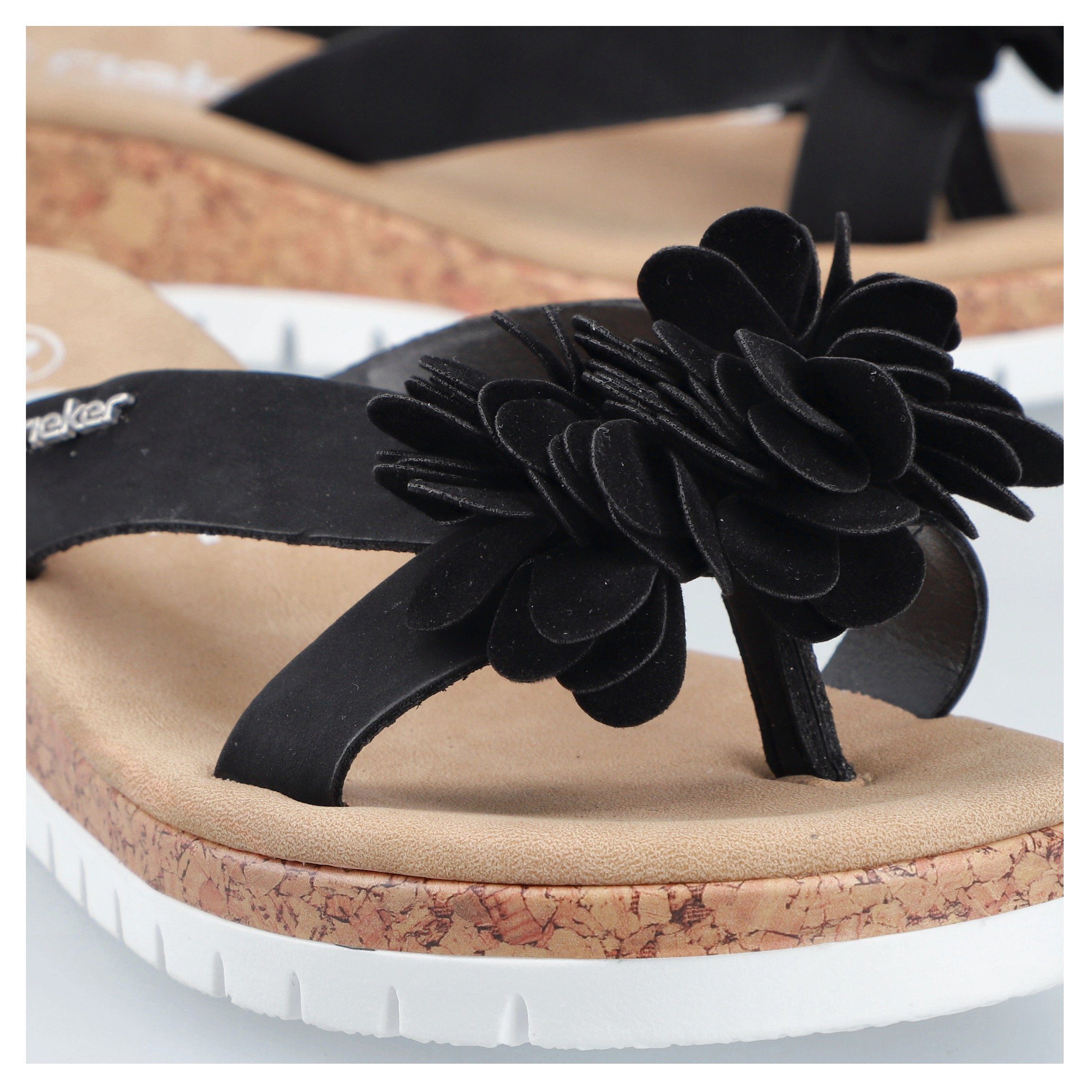 Rieker Slippers sleehak, zomerschoen, slippers met sleehak in kurk-look