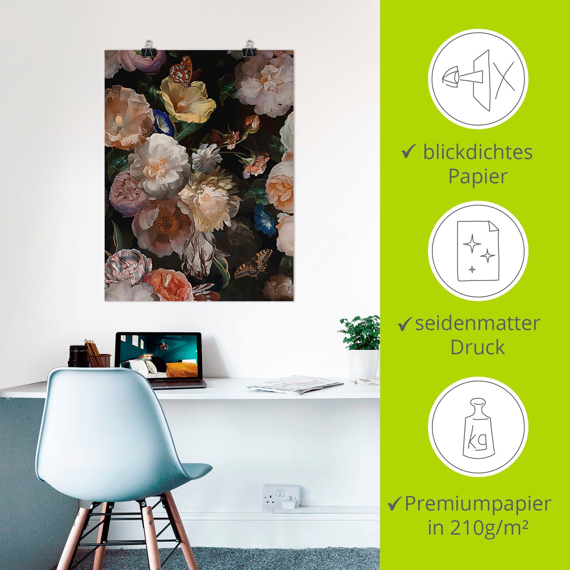 Artland Artprint Antieke Hollandse bloemen als artprint van aluminium, artprint voor buiten, artprint op linnen, poster, muursticker