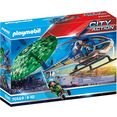 playmobil constructie-speelset politiehelikopter: parachute-achtervolging (70569), city action made in germany (19 stuks) multicolor