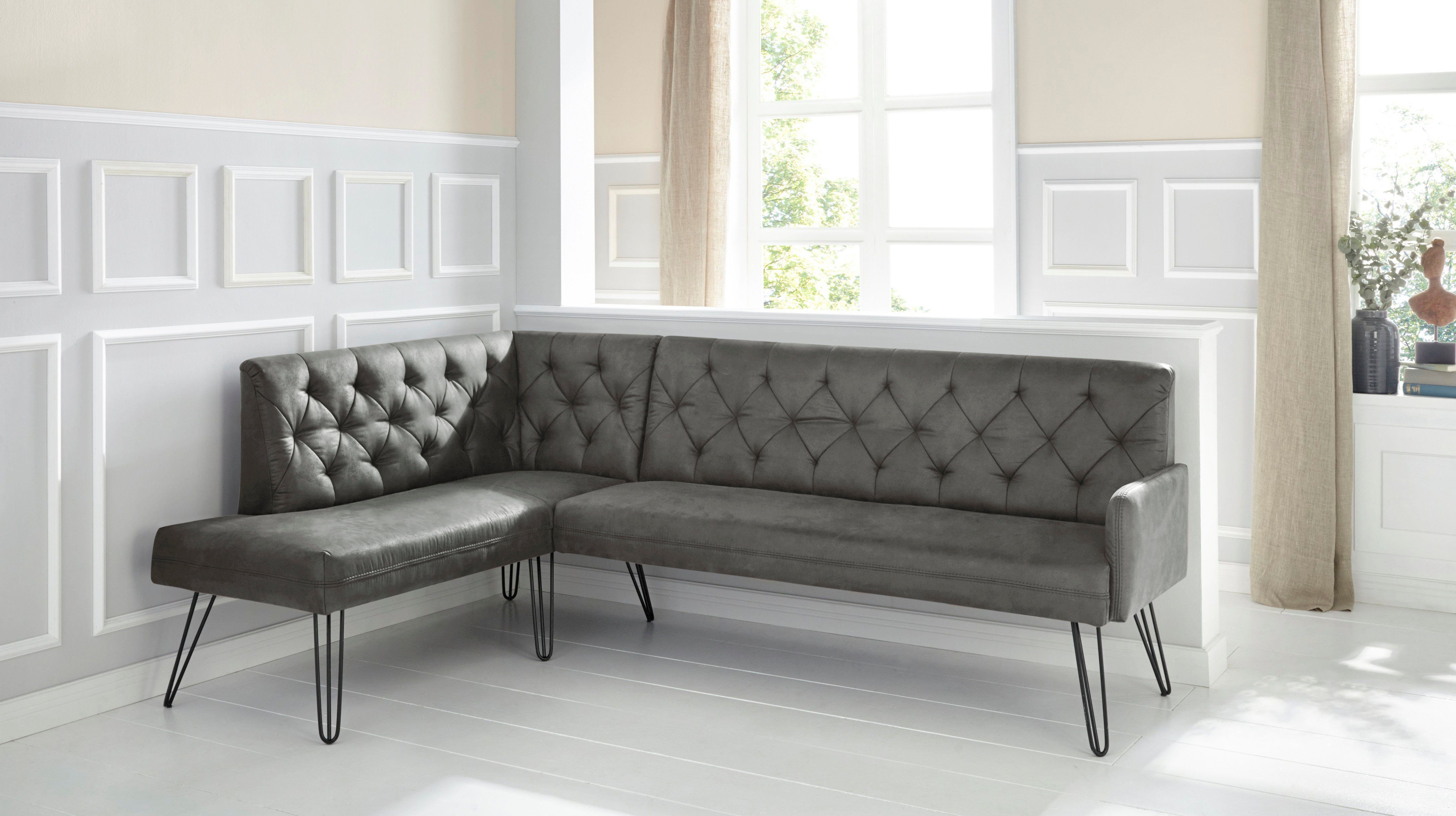 exxpo - sofa fashion Hoekbank Doppio, Chesterfield look, comfortabel en handig, hoge designvoeten