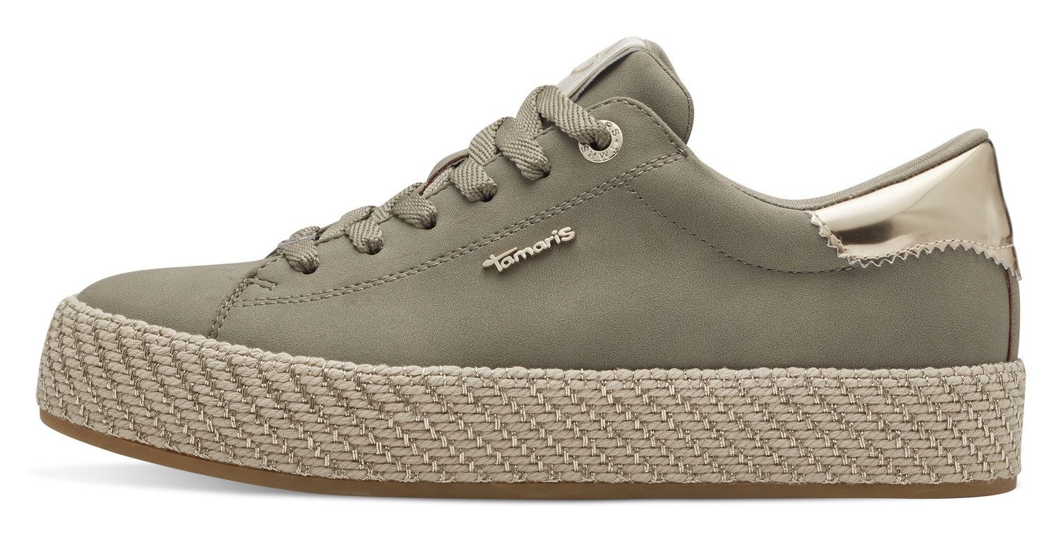 Tamaris Plateausneakers , vrijetijdsschoen, lage schoen, veterschoen met textielkoord aan het plateau