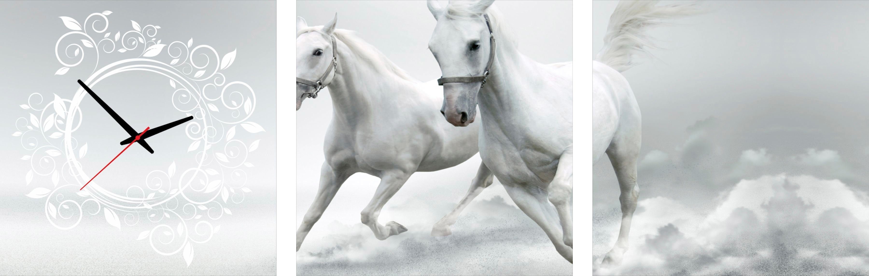 Conni Oberkircher´s Beeld met klok Horses - Wilde paarden met decoratieve klok, power, paardrijden (set)
