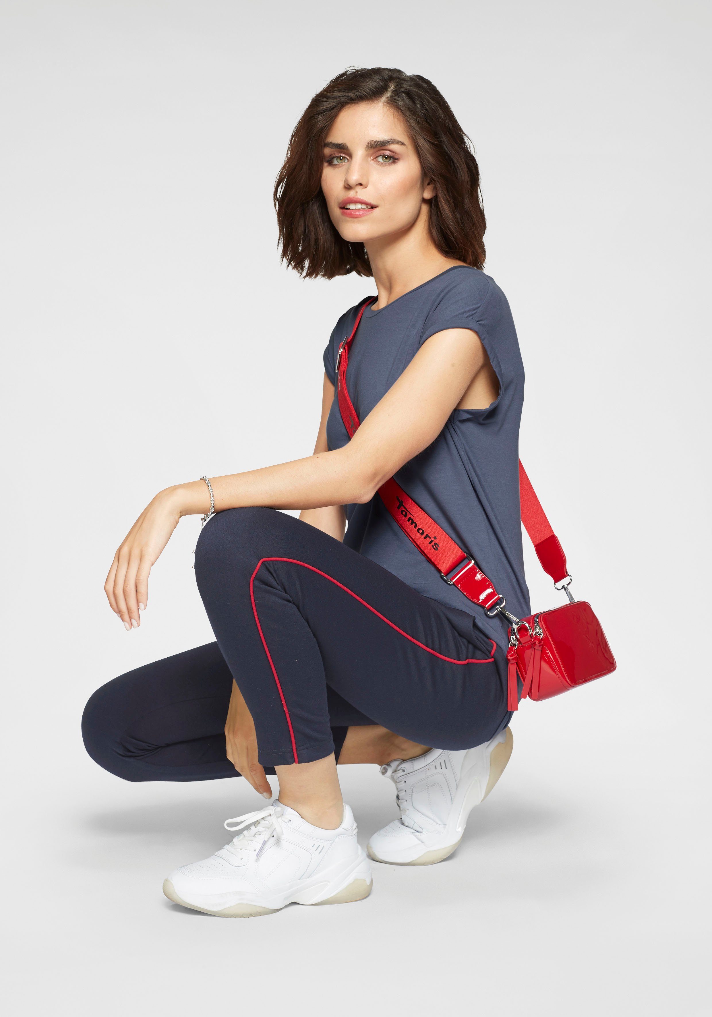 Tamaris T-shirt Korte mouwen, regular fit, effen, met ronde hals
