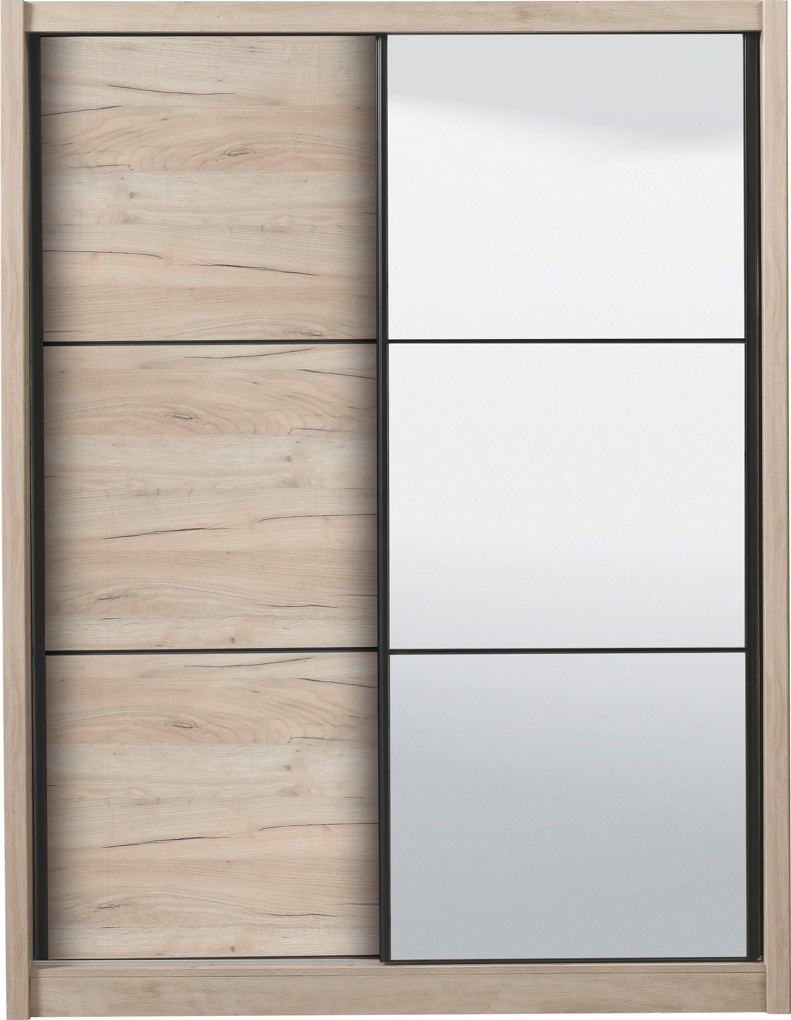 INOSIGN Zweefdeurkast Navara kledingkast met spiegel linnenkast garderobe met royale binnenuitrusting, fsc®-gecertificeerd, in 3 breedtes