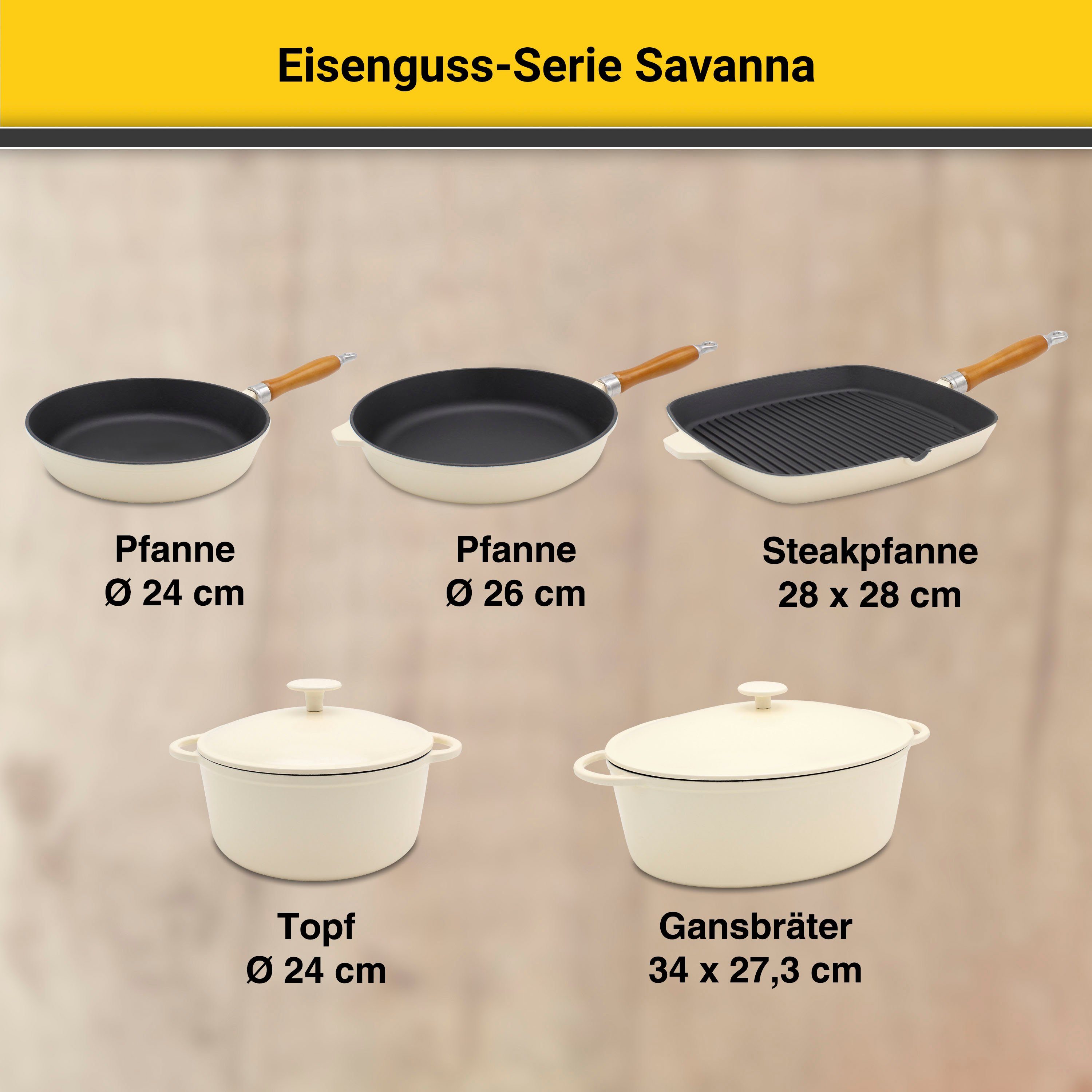 Krüger Braadpan Gietijzeren ganzenbraadpan met deksel SAVANNA, 34 x 27 x 12,5 cm (1-delig)