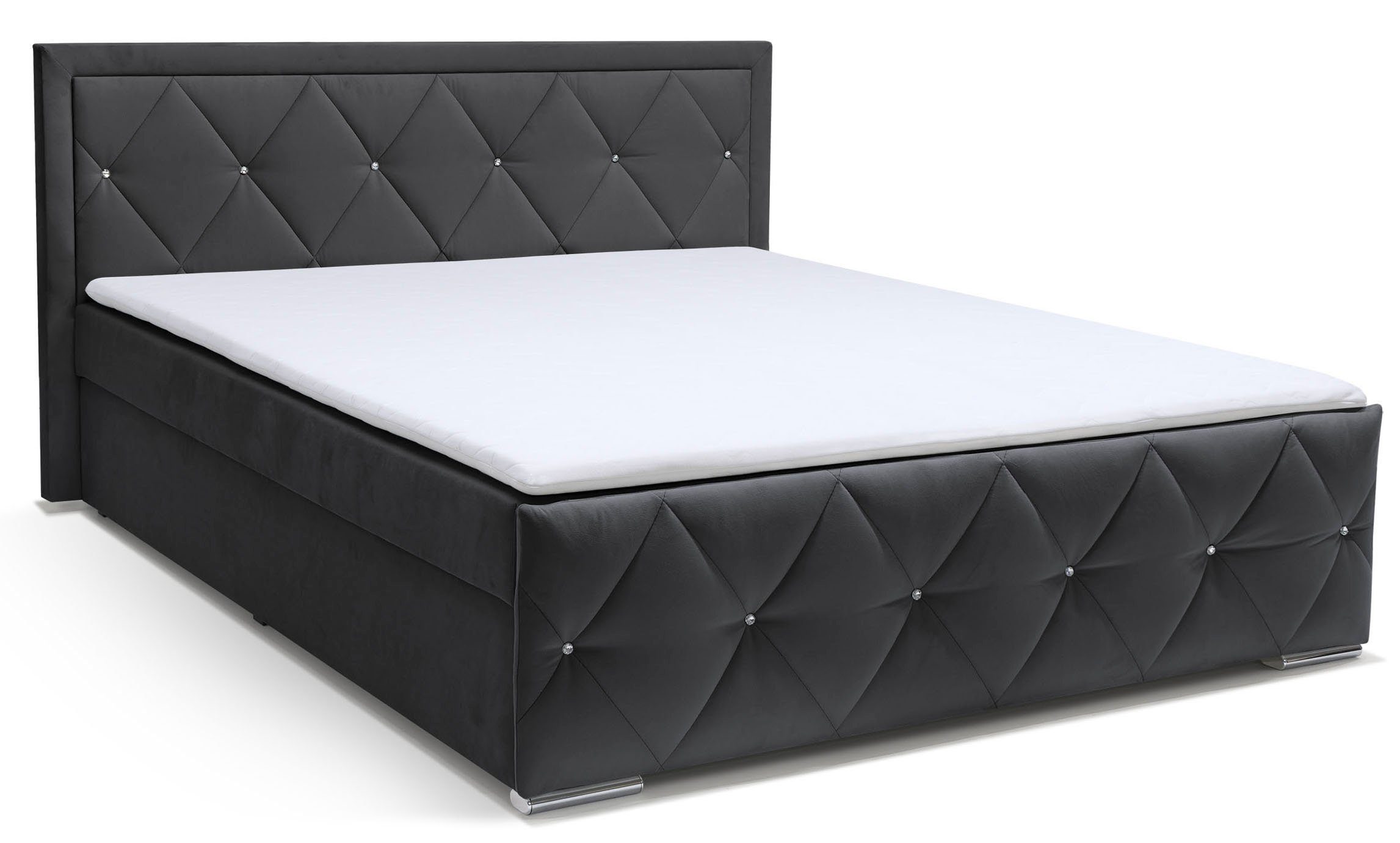 Leonique Boxspring Alfie, bestseller! Inclusief bedlade & topper Optioneel met knoopstiksels of strassstenen, H2, H3 en H4 verkrijgbaar