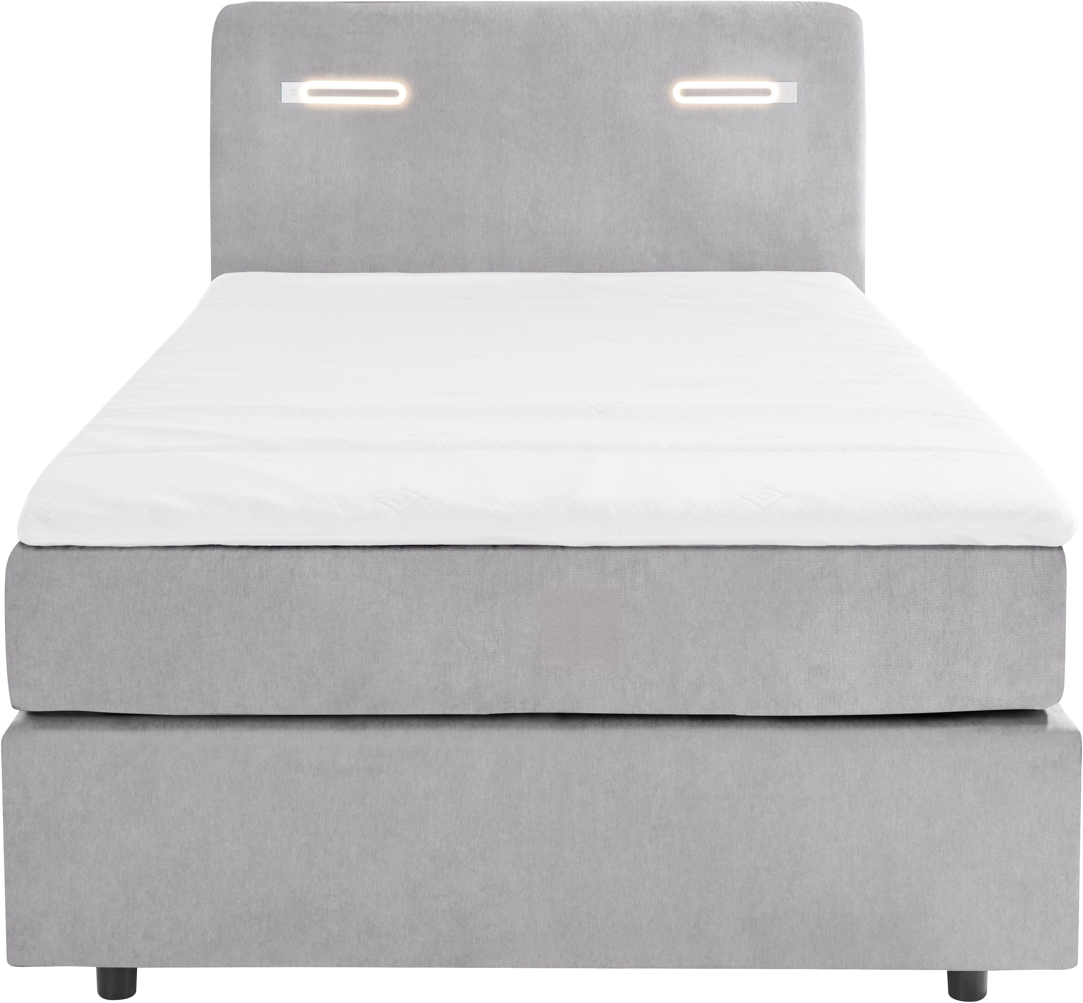 INOSIGN Boxspring Luan Laden, ledverlichting en topmatras, in breedte 120 cm en 180 cm