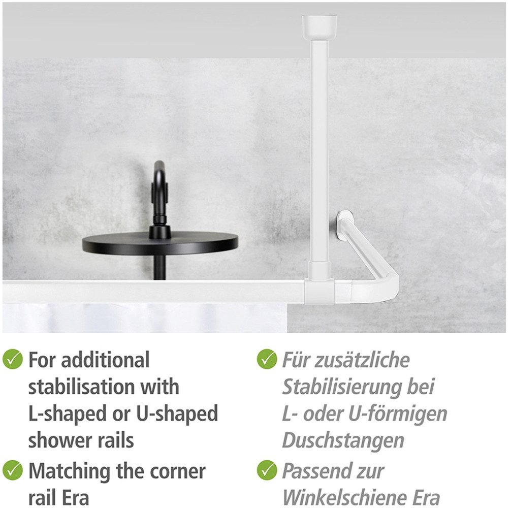WENKO Douchestangen-plafondhouder Model Era Plafondsteun van aluminium voor hoekrail Era, 57 cm