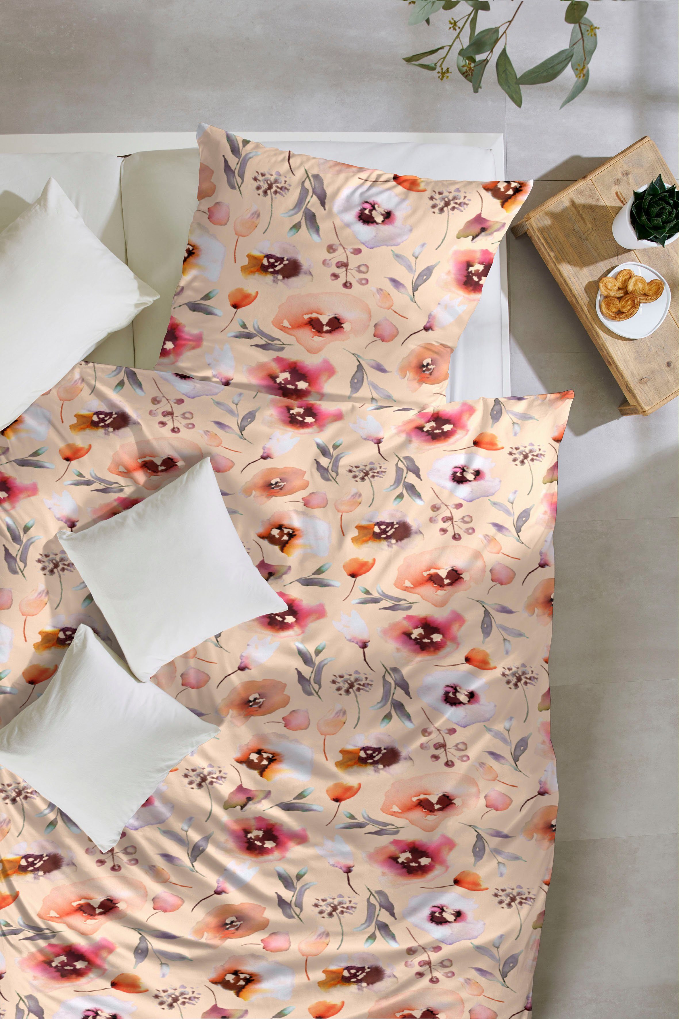 Primera Overtrekset Dotsy met delicate bloemen (2-delig)
