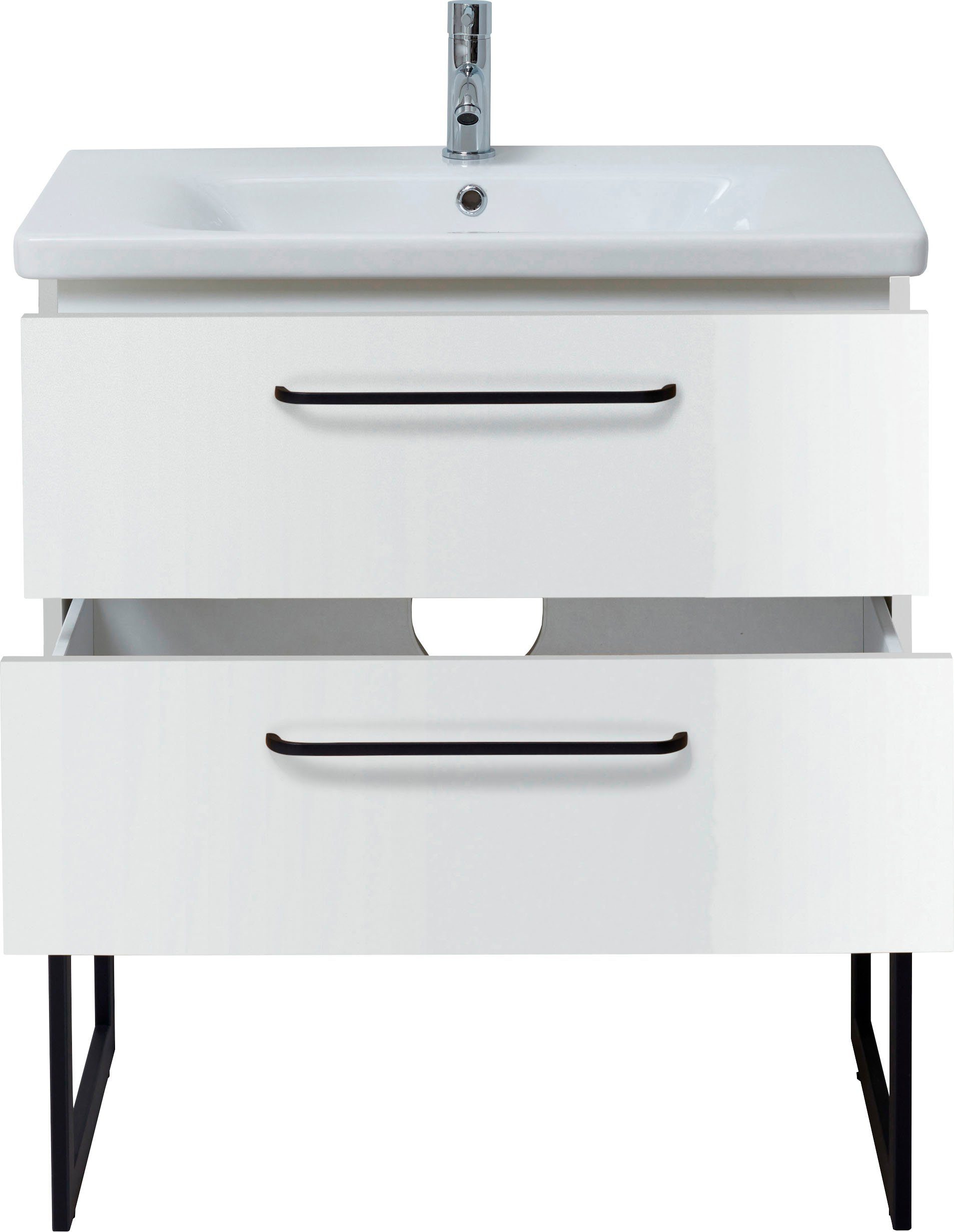 OPTIFIT Wastafelonderkast Yukon Breedte 80 cm, met keramieken wasbak