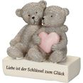 ambiente haus decoratief figuur beer - liefde is de sleutel gelukkig (1 stuk) grijs