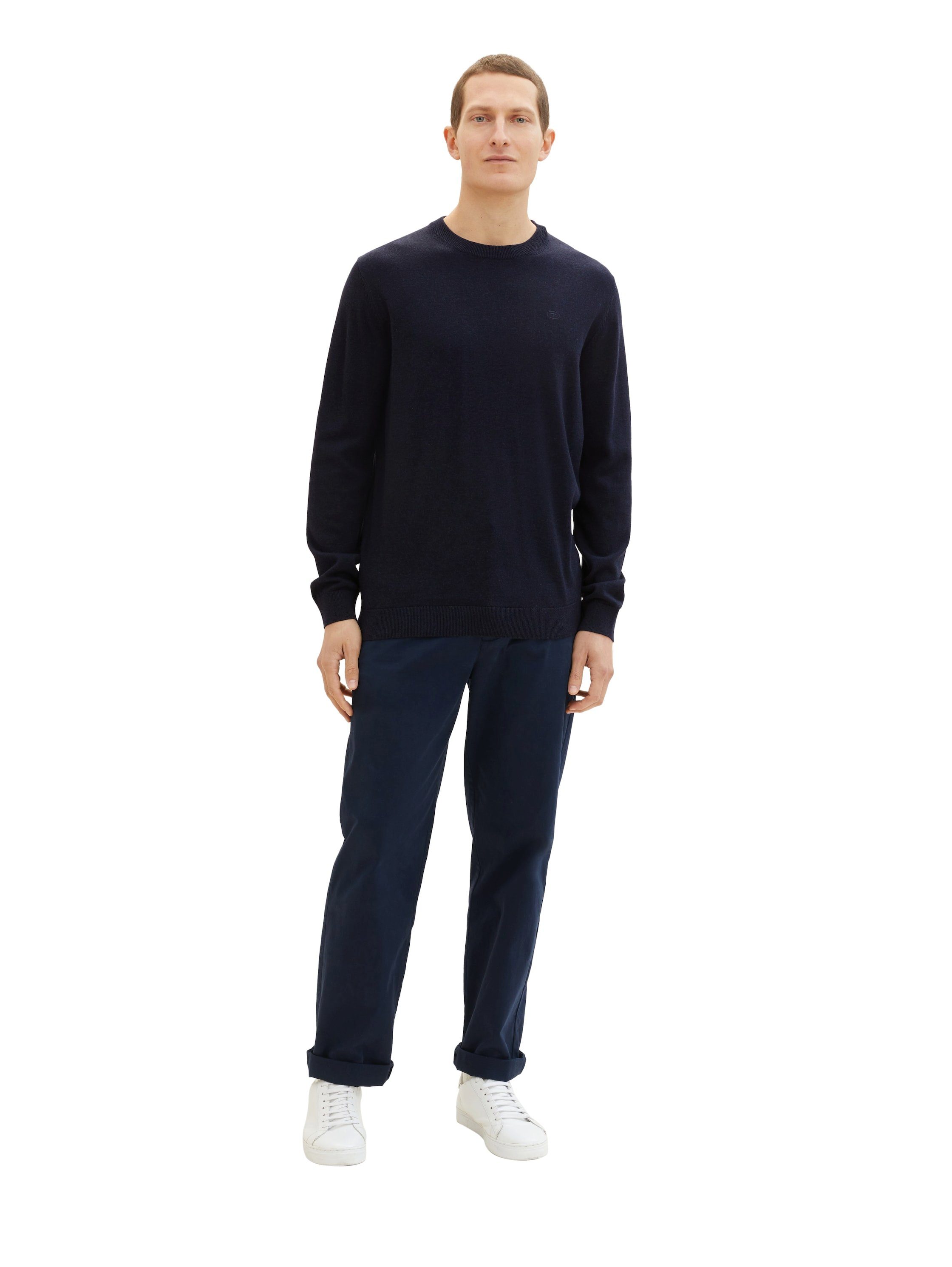 Tom Tailor Trui met ronde hals met geborduurd logo