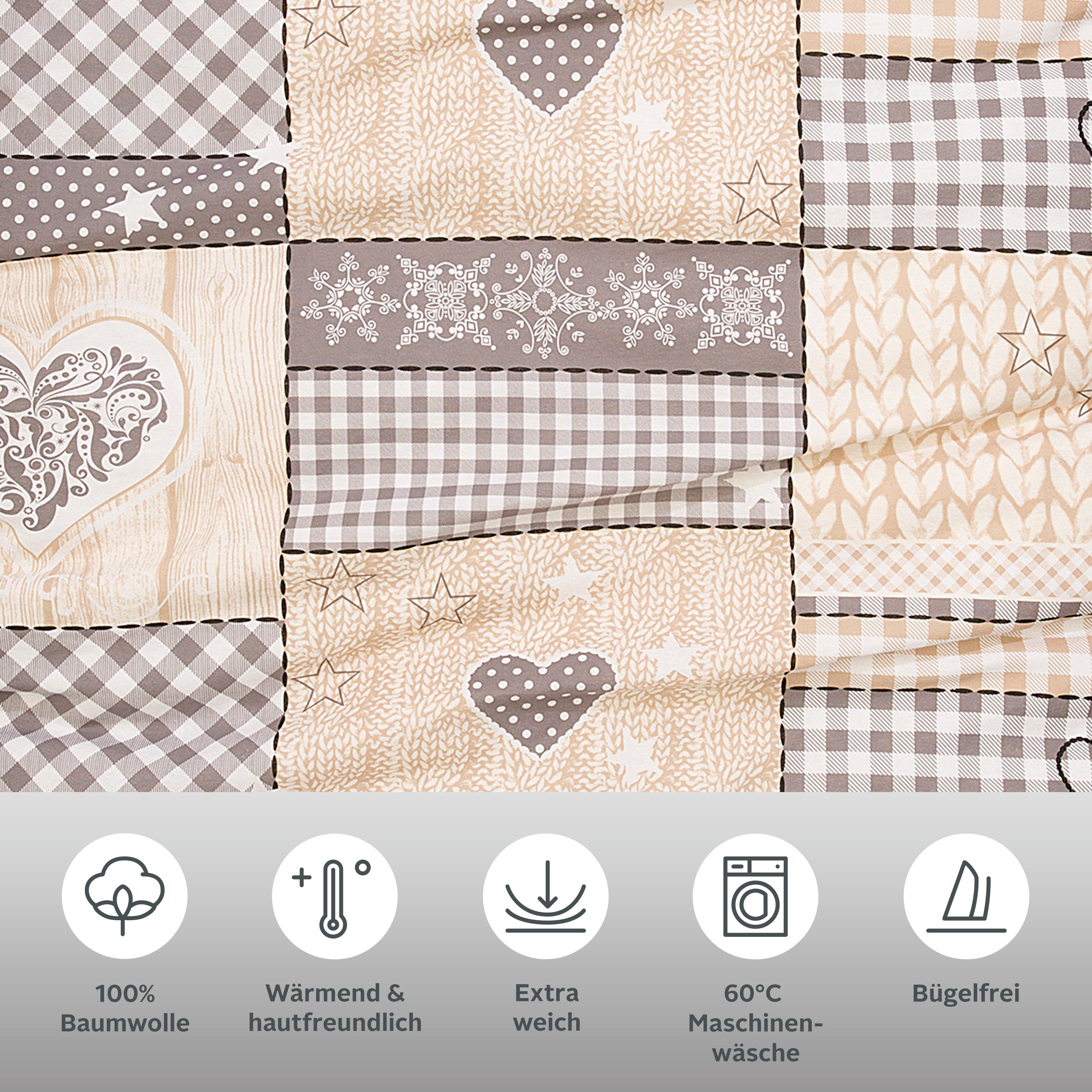 my home Beddengoed Janina in mt. 135x200 of 155x220 cm 100% katoen, veel winterdesigns: patchwork, sneeuwpop, uil, beer