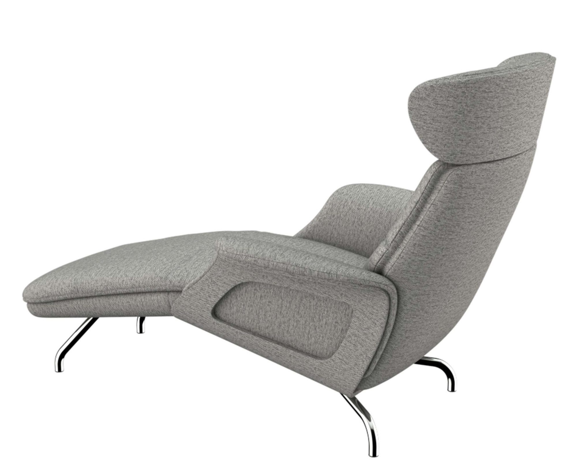 FLEXLUX Loungestoel Clement chaise longue, relaxstoel, ligstoel Rug- en hoofdsteunverstelling, armleuning gepolsterd geolied, voet van aluminium