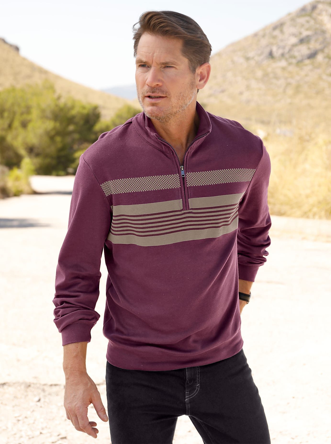 Catamaran Shirt met lange mouwen (1-delig) heren ronde hals maat 56/58 rood
