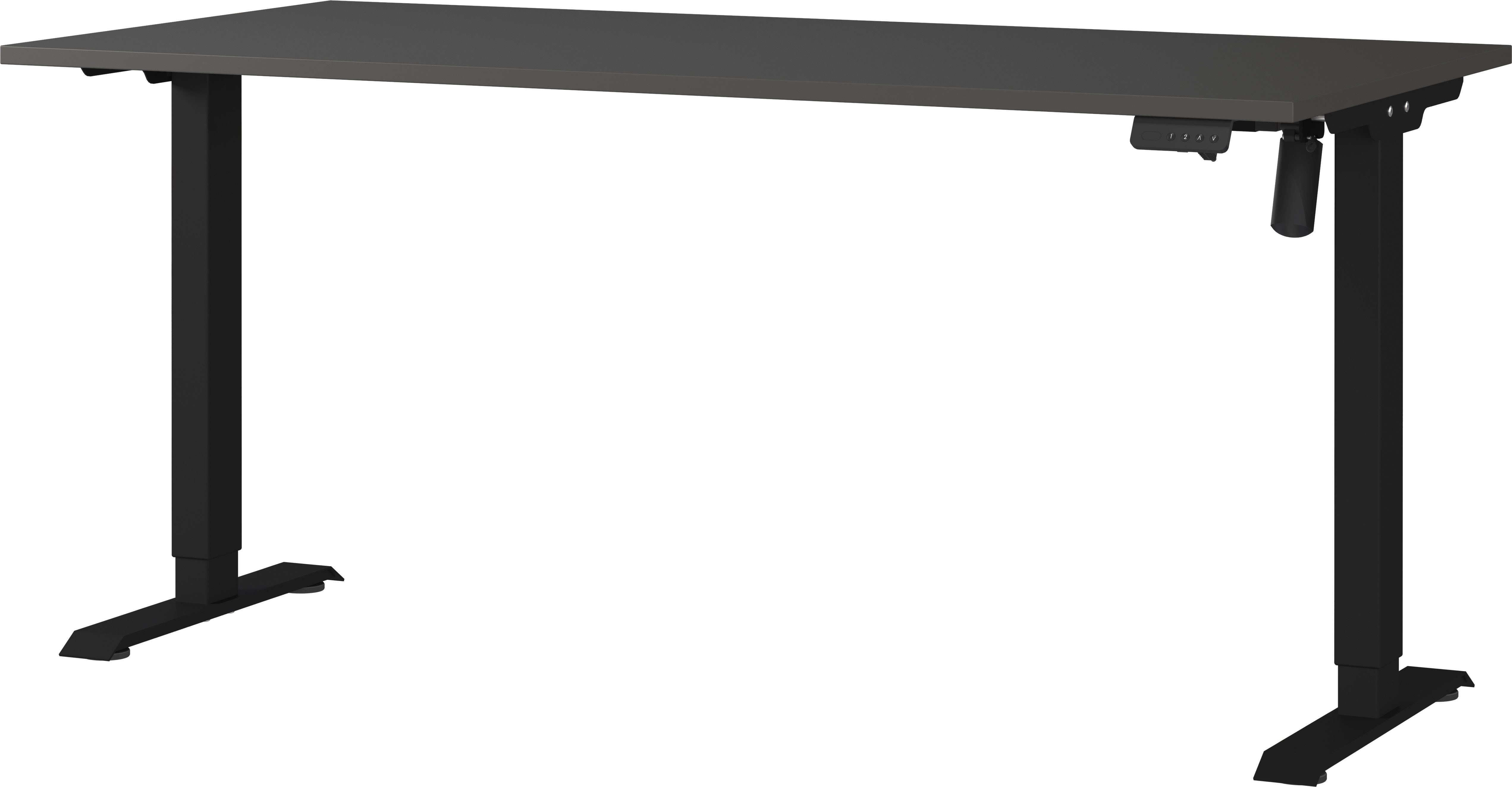 GERMANIA Bureau Boras, elektrisch in hoogte verstelbaar Breedte 120/140/160 cm, metalen frame, Made in Germany bureaus maat 160 cm x 72 cm x 80 cm