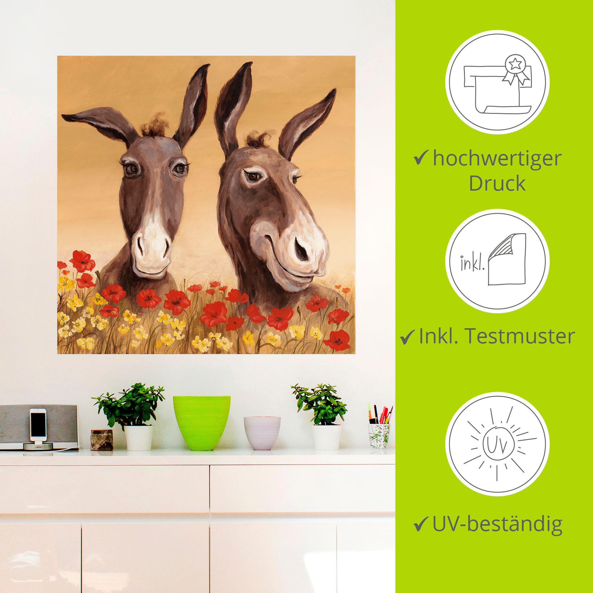 Artland Artprint Ezel als artprint van aluminium, artprint voor buiten, artprint op linnen, poster, muursticker