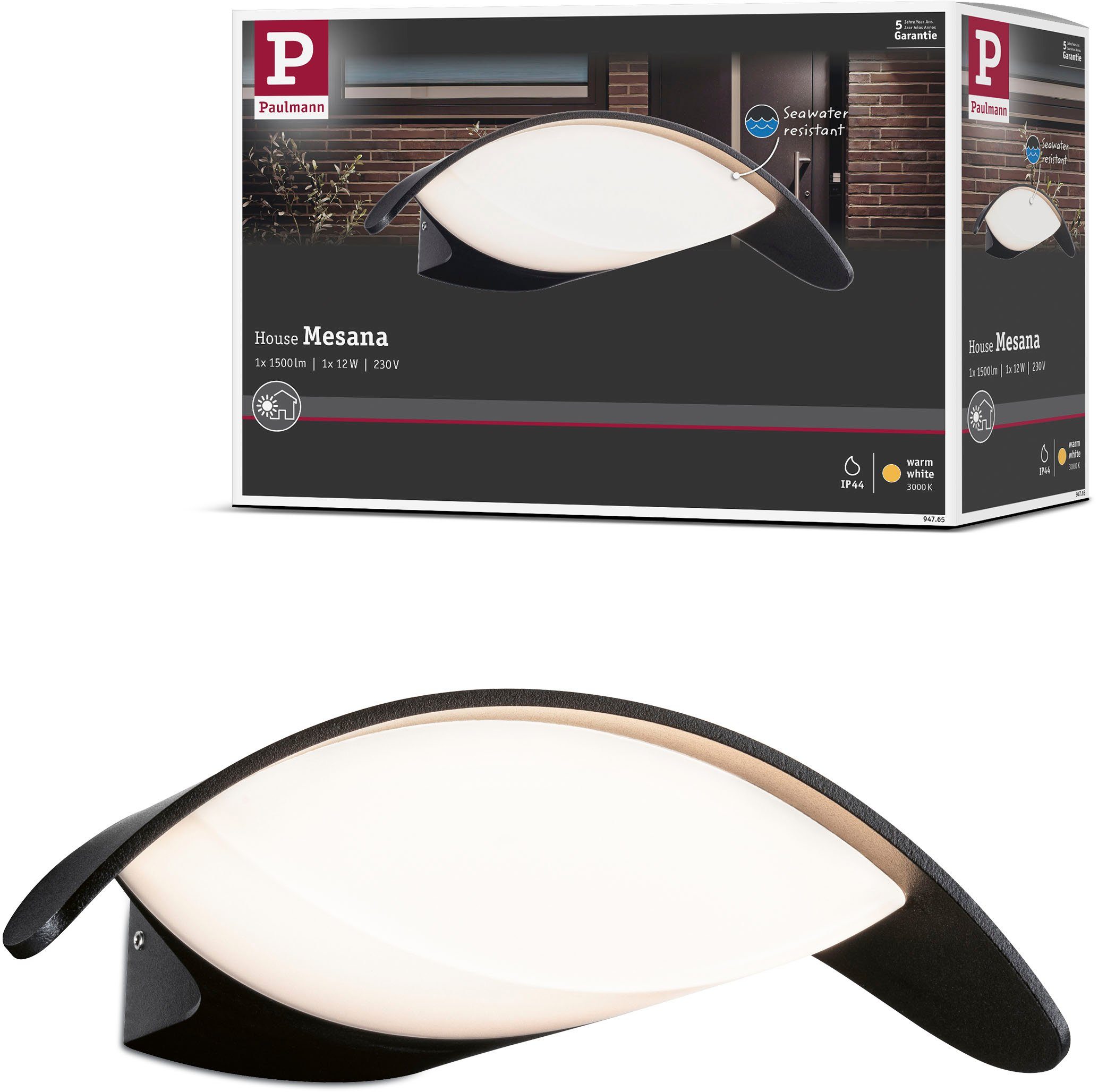 Paulmann Led-wandlamp voor buiten Buiten 230V Mesana IP44 Antraciet (1 stuk)