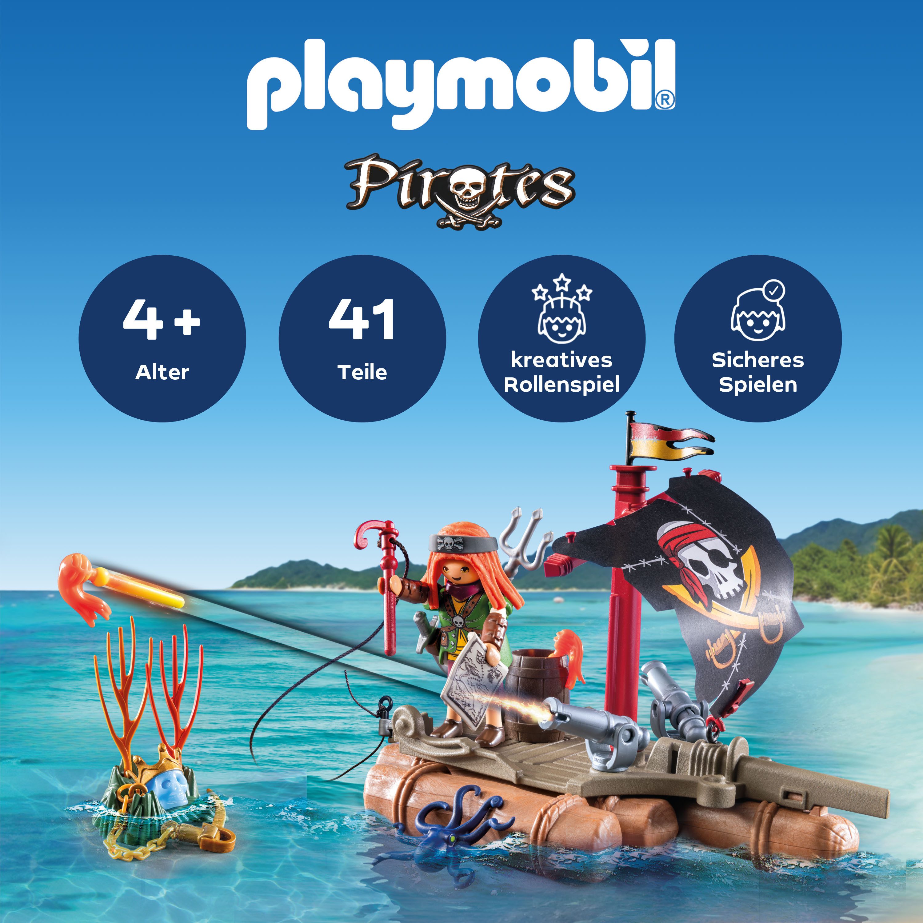 Playmobil® Constructie-speelset Schatzbergung auf Piratenfloss (71794), Playmobil Pirates (41-delig)