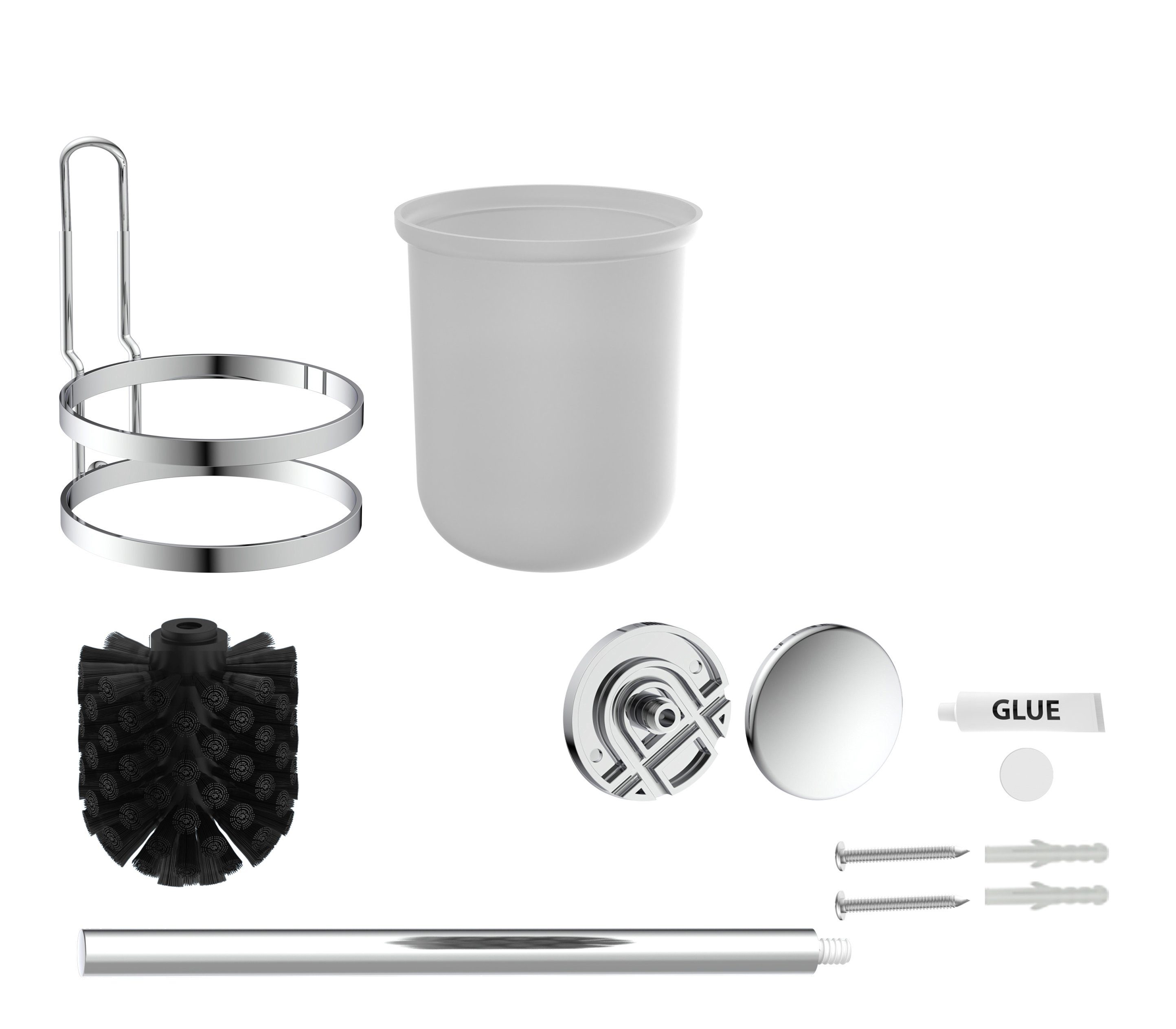 Eisl Toiletborstel Edelstaal, toiletborstelhouder, wandmontage zonder boren (1 stuk)