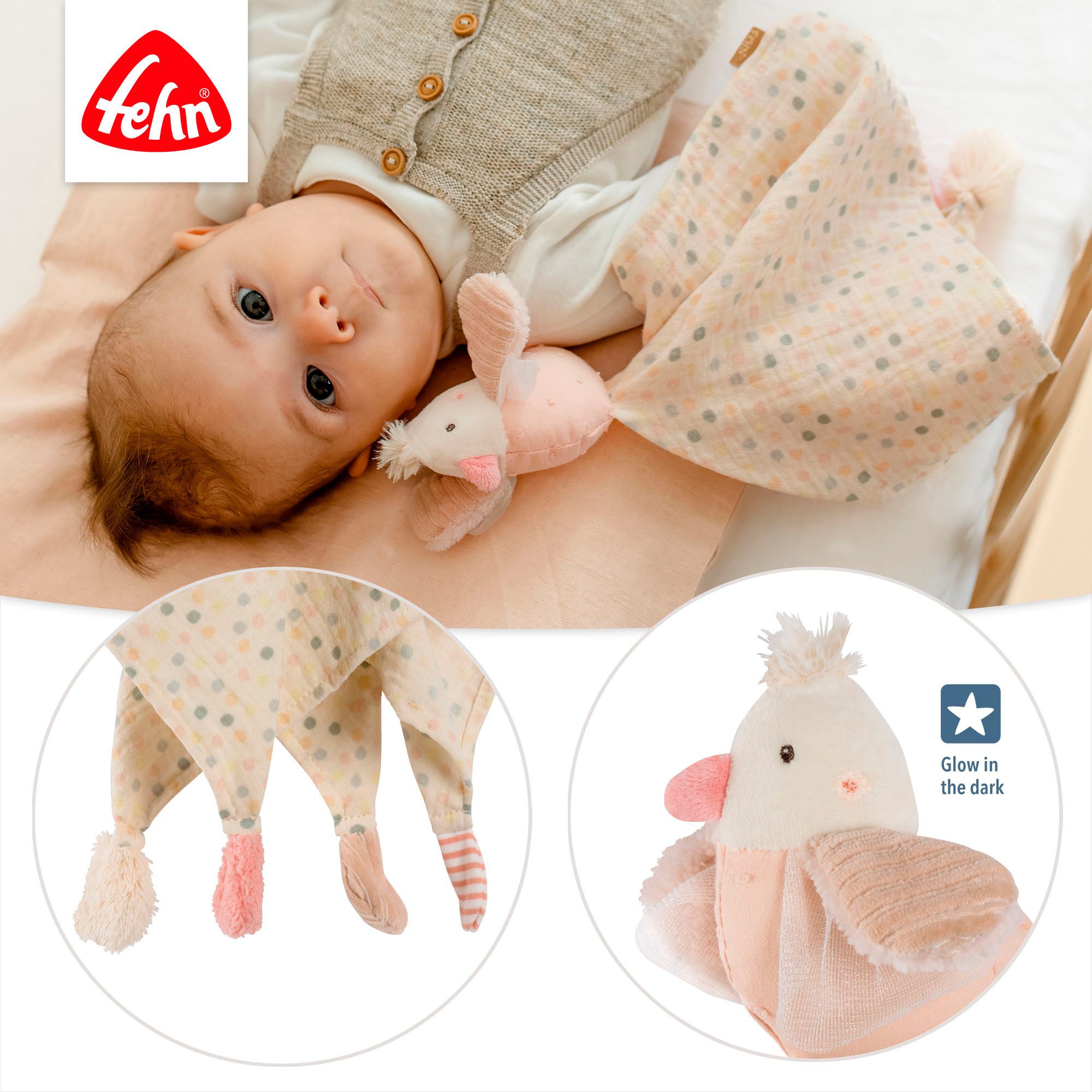 Fehn Knuffeldoek FeehnLAND, mousseline Vogel