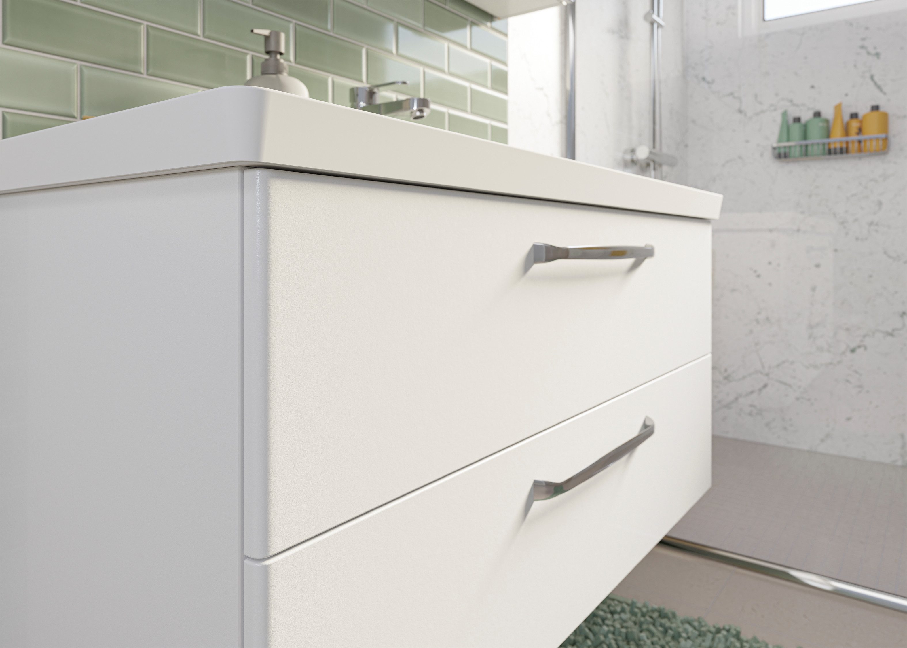 Saphir Badmeubelset Trentino 2-delig mineralen marmer wasbak, spiegelkast met LED-profiel (3 stuks)