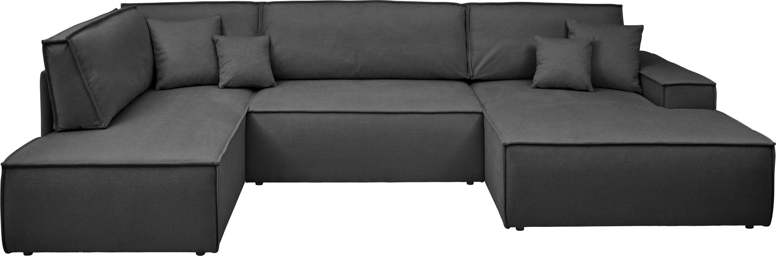 andas Zithoek FINNLEY U-model XXL 329 cm, bedbank, slaapfunctie m. bedkist