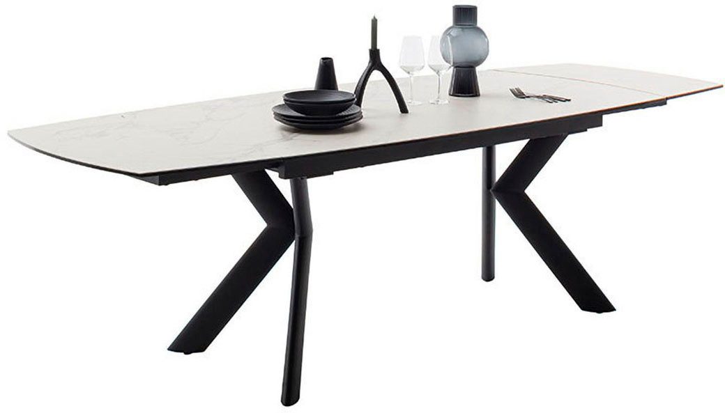 MCA furniture Eettafel OSSANA vierpoot tafel 180-260 cm Keramiek, metaal, eindschuif, uittrekbaar, tafelblad 13 mm, 8-10 personen