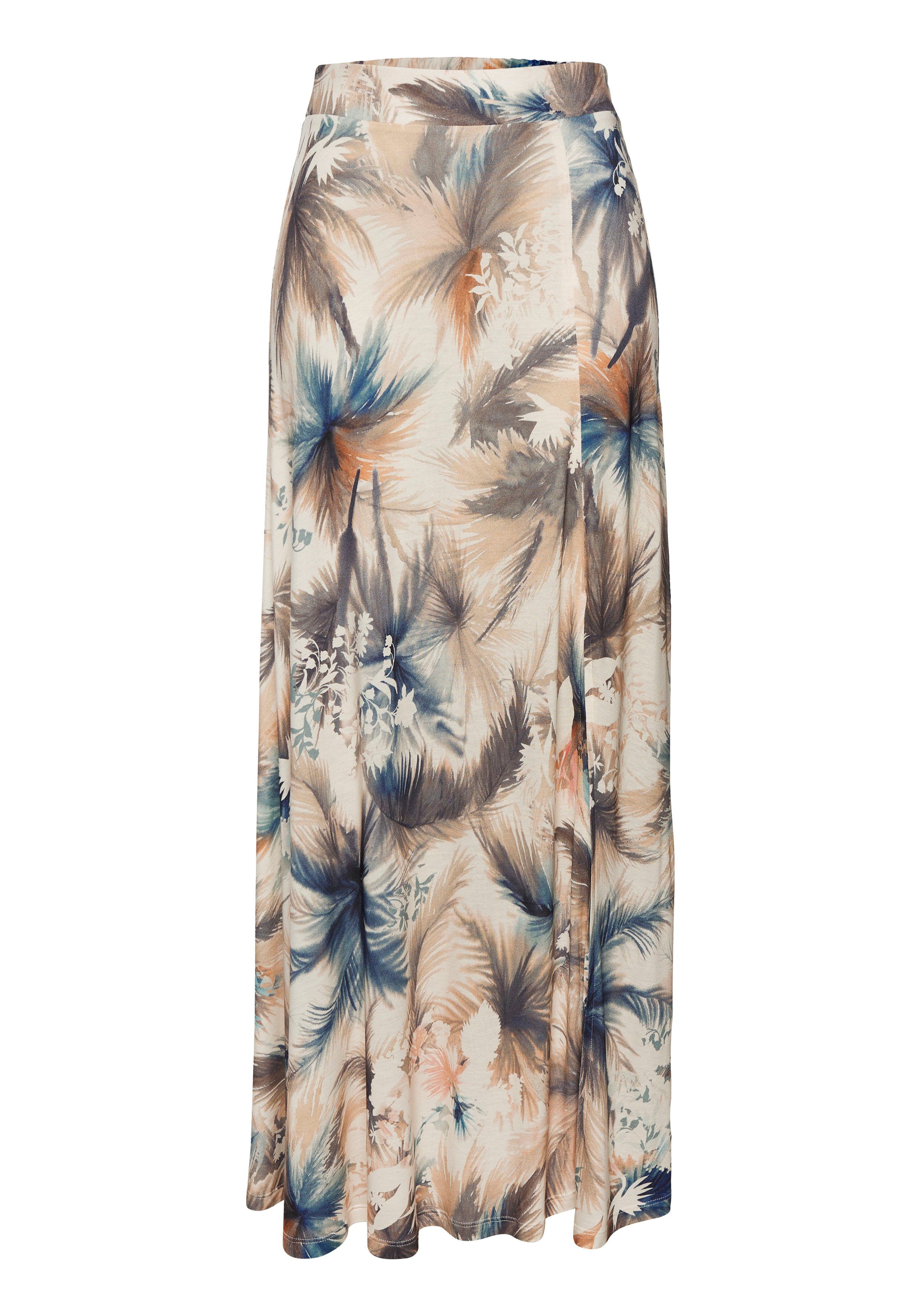 Buffalo Maxirok van viscose-jersey lange zomerrok met aloverprint en split