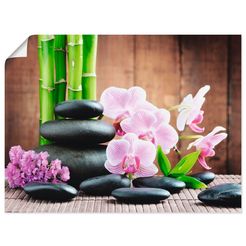 artland artprint spa concept zen stenen orchideen (1 stuk) roze