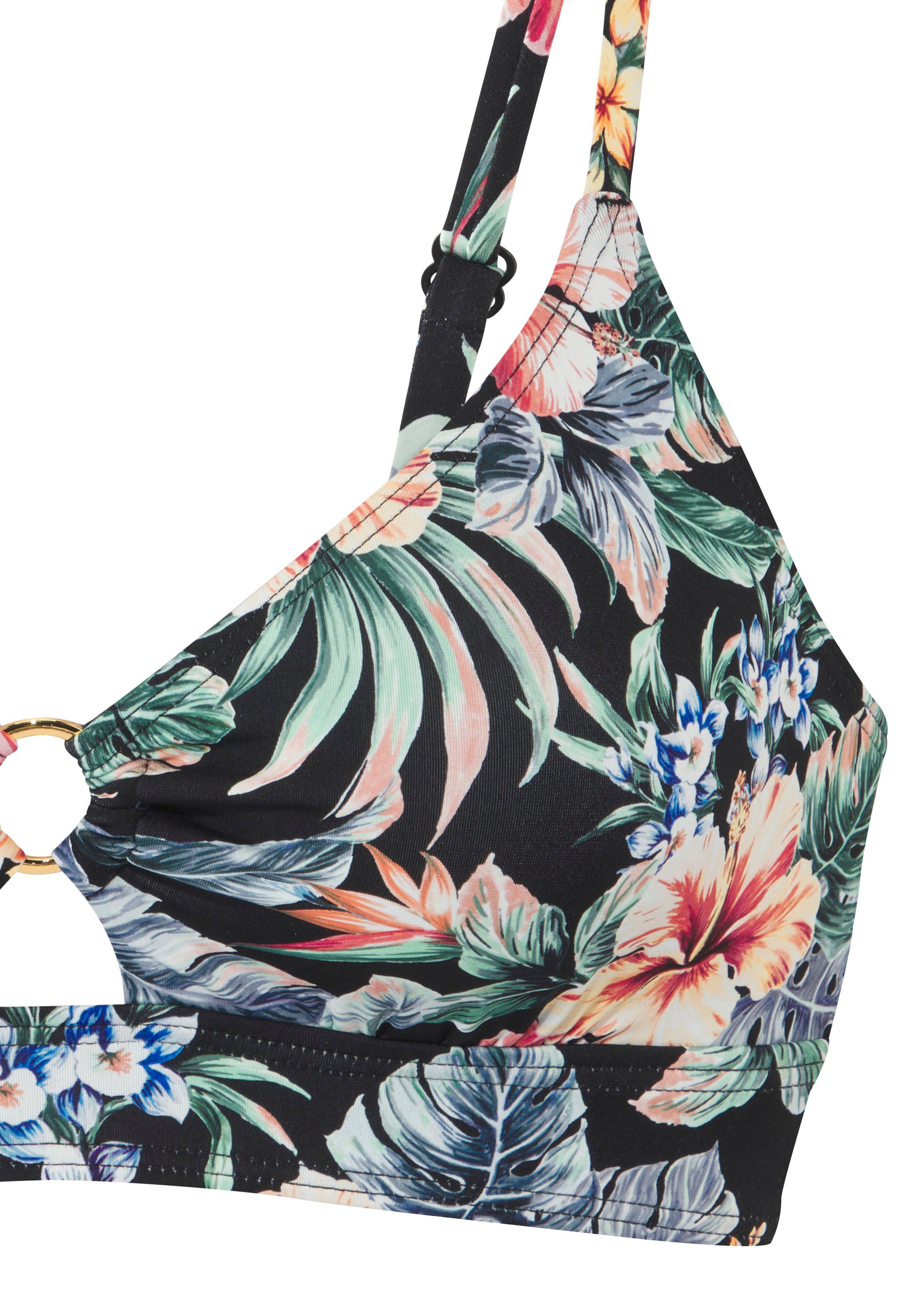 Lascana Triangel-bikinitop Salsa met ring en geweldige bloemenprint