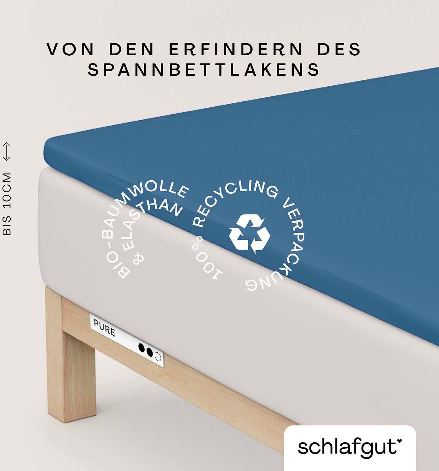 Schlafgut Hoeslaken PURE TOPPER in maat 90x200, 140x200 of 180x200 cm, hoes voor topper van 100% biologische katoen, voor matrassen tot 10 cm hoogte,