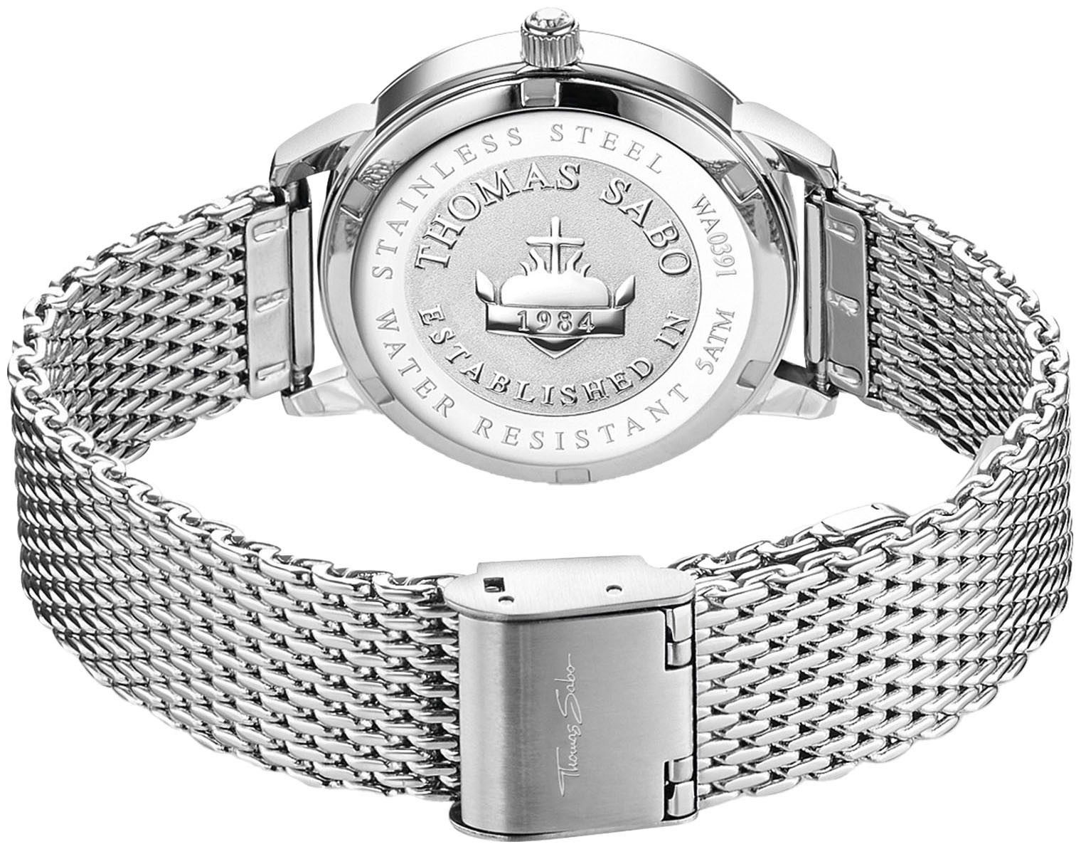 THOMAS SABO Kwartshorloge Snow FLAKE Horloge, dameshorloge, stalen band, analoog, saffiercoating