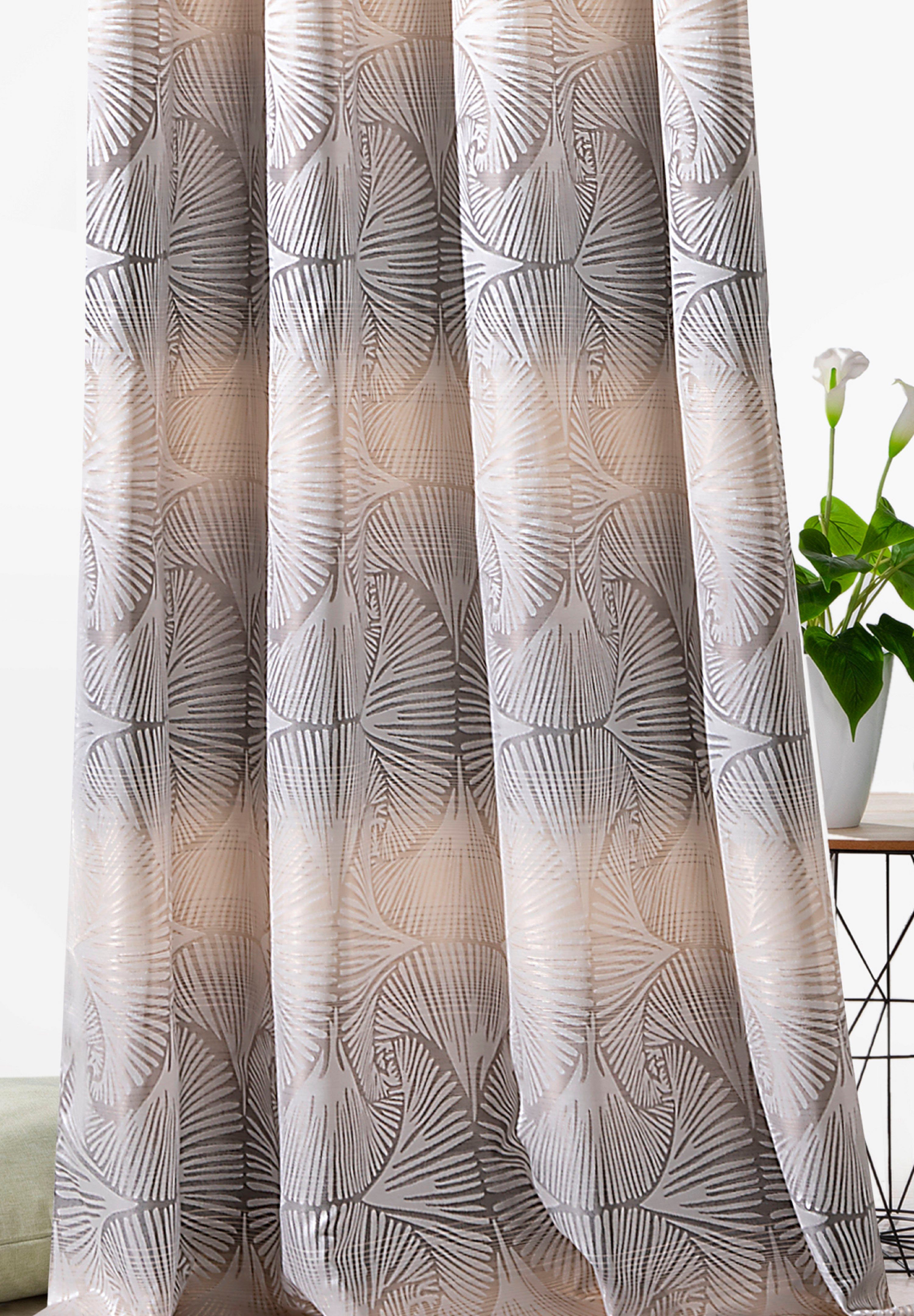 Weckbrodt Gordijn Gingko Jacquard met Ginkgo-motief, ogen, ondoorzichtig, gordijn, store (1 stuk)