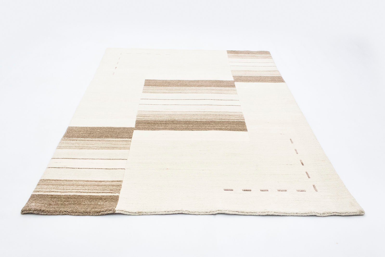 morgenland Wollen kleed Loribaft vloerkleed met de hand geweven beige Laagpolig