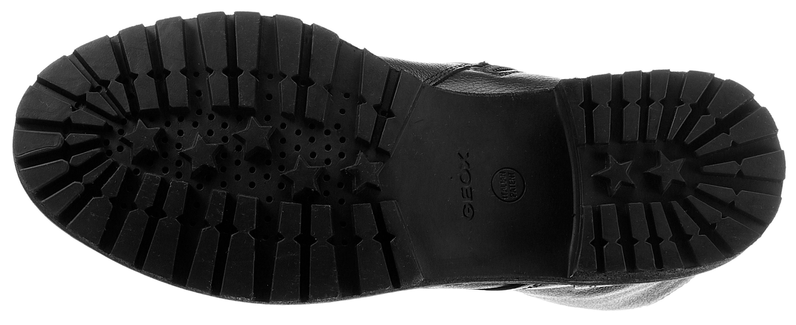 Geox Veterlaarsjes D HOARA blokhak, veterschoenen met binnenrits