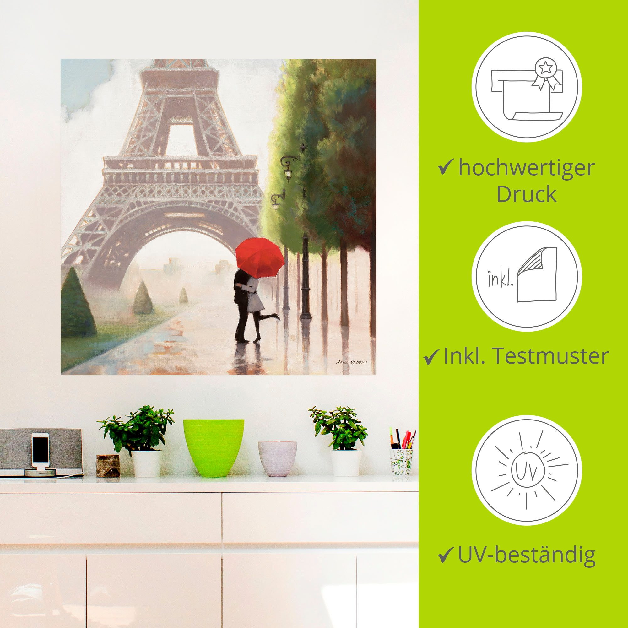 Artland Artprint Parijs Romance II als artprint op linnen, poster, muursticker in verschillende maten