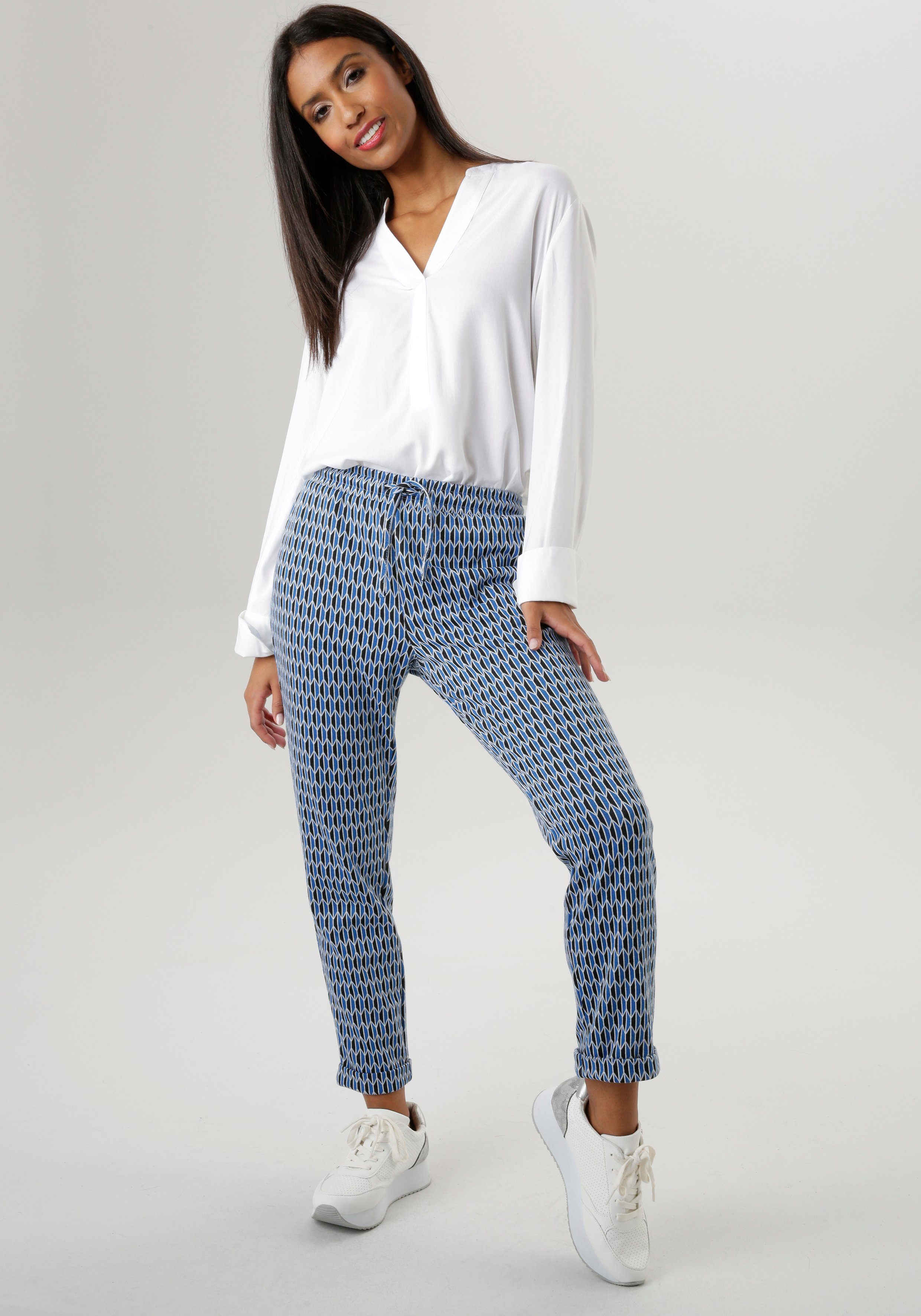Aniston SELECTED Comfortbroek met geometrisch motief