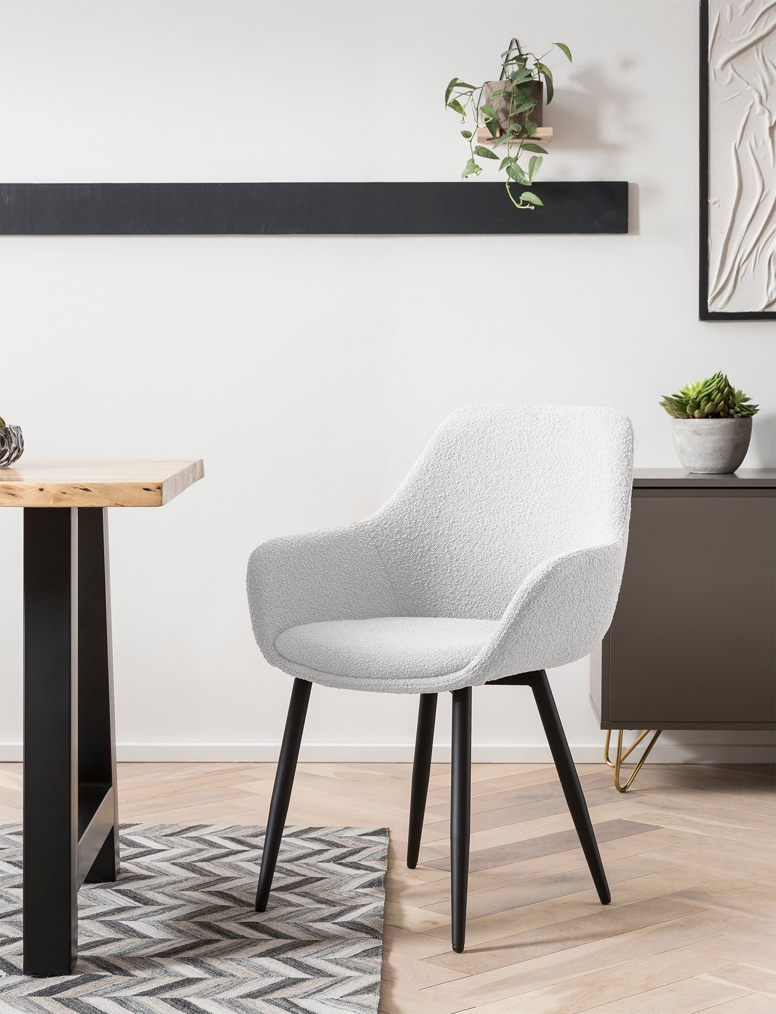 SalesFever Stoel met armleuningen moderne bouclébekleding (set, 2 stuks)