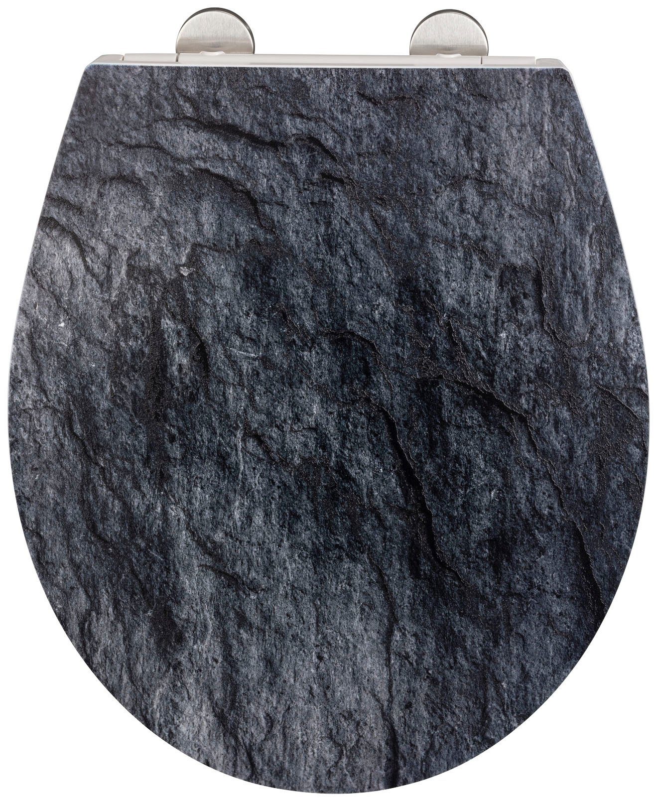 Wenko Embossed softclose toiletzitting Slate Rock