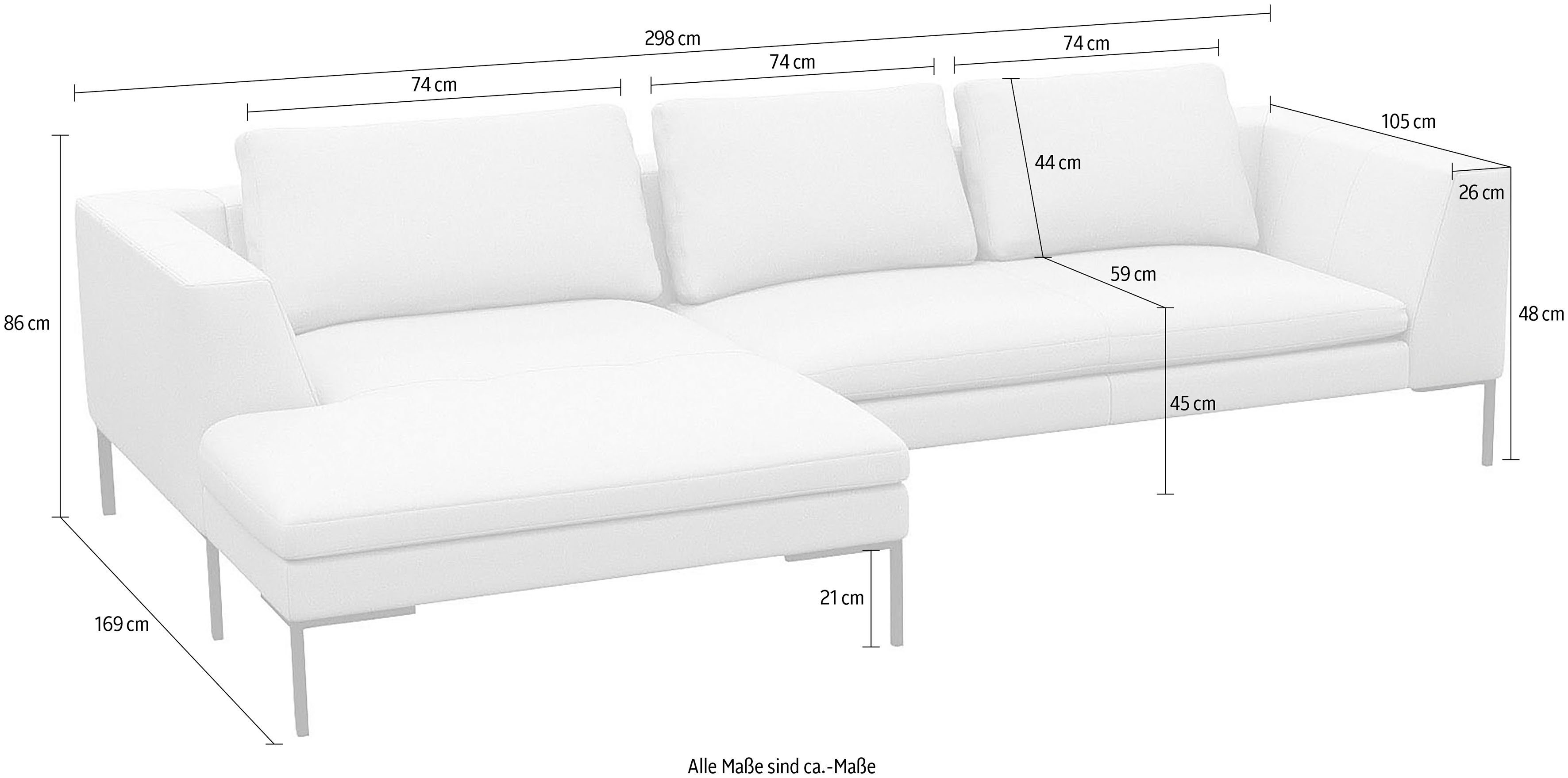 FLEXLUX Hoekbank Loano, geweldige zitcomfort, L-vorm moderne zitbank, vrijstaand, losse kussens, koudschuim in de zitting