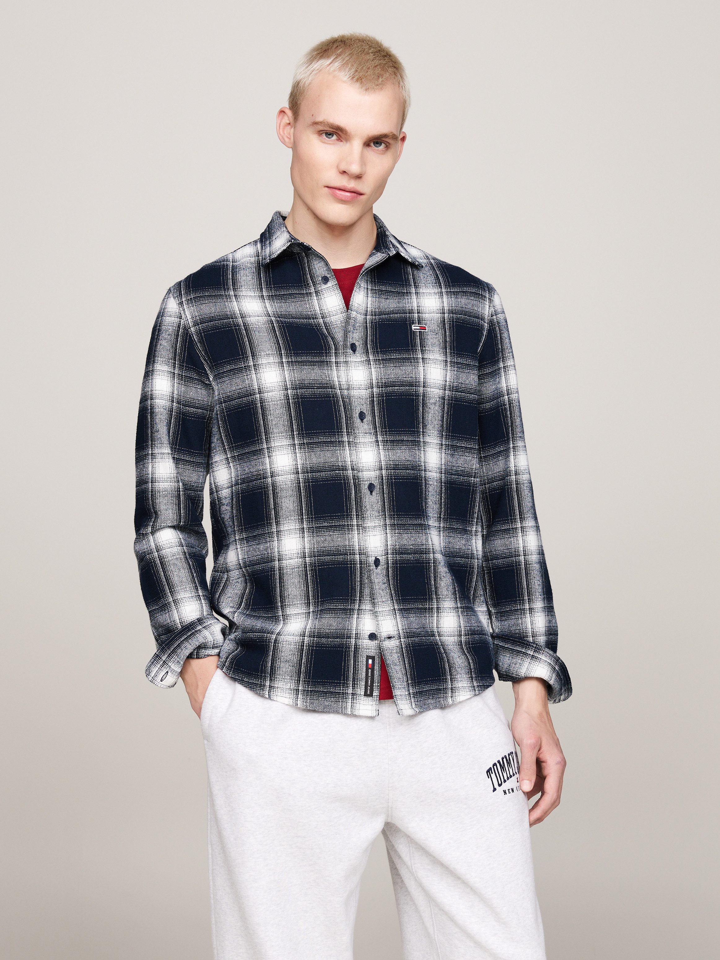 TOMMY JEANS Overhemd met lange mouwen TJM REG CHECK FLANNEL SHIRT EXT heren lange mouwen maat L blauw