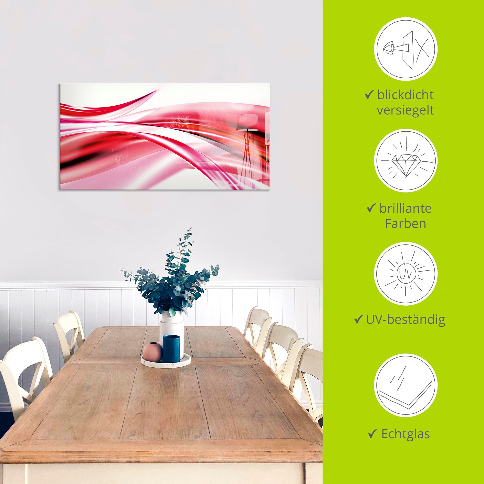 Artland Print op glas Mooie golf - abstract in verschillende maten